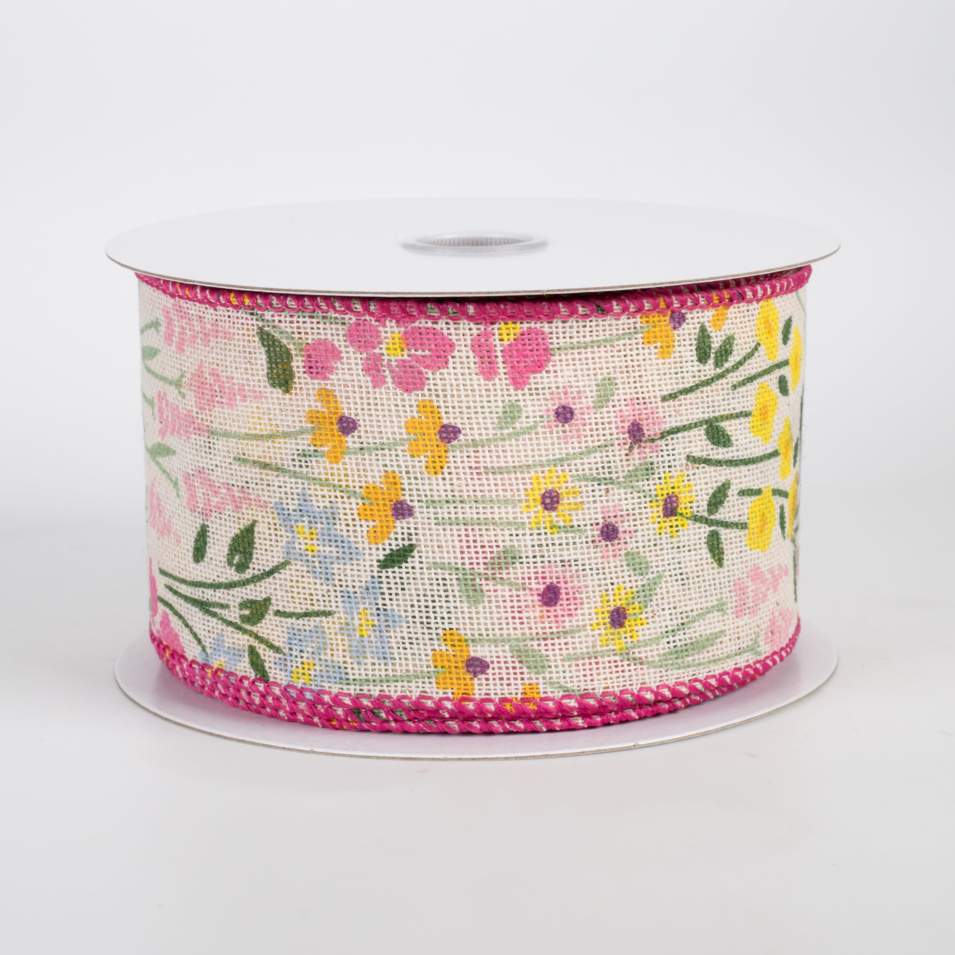 2.5" Canvas Wildflower Field Ribbon: Ivory (10 Yards)