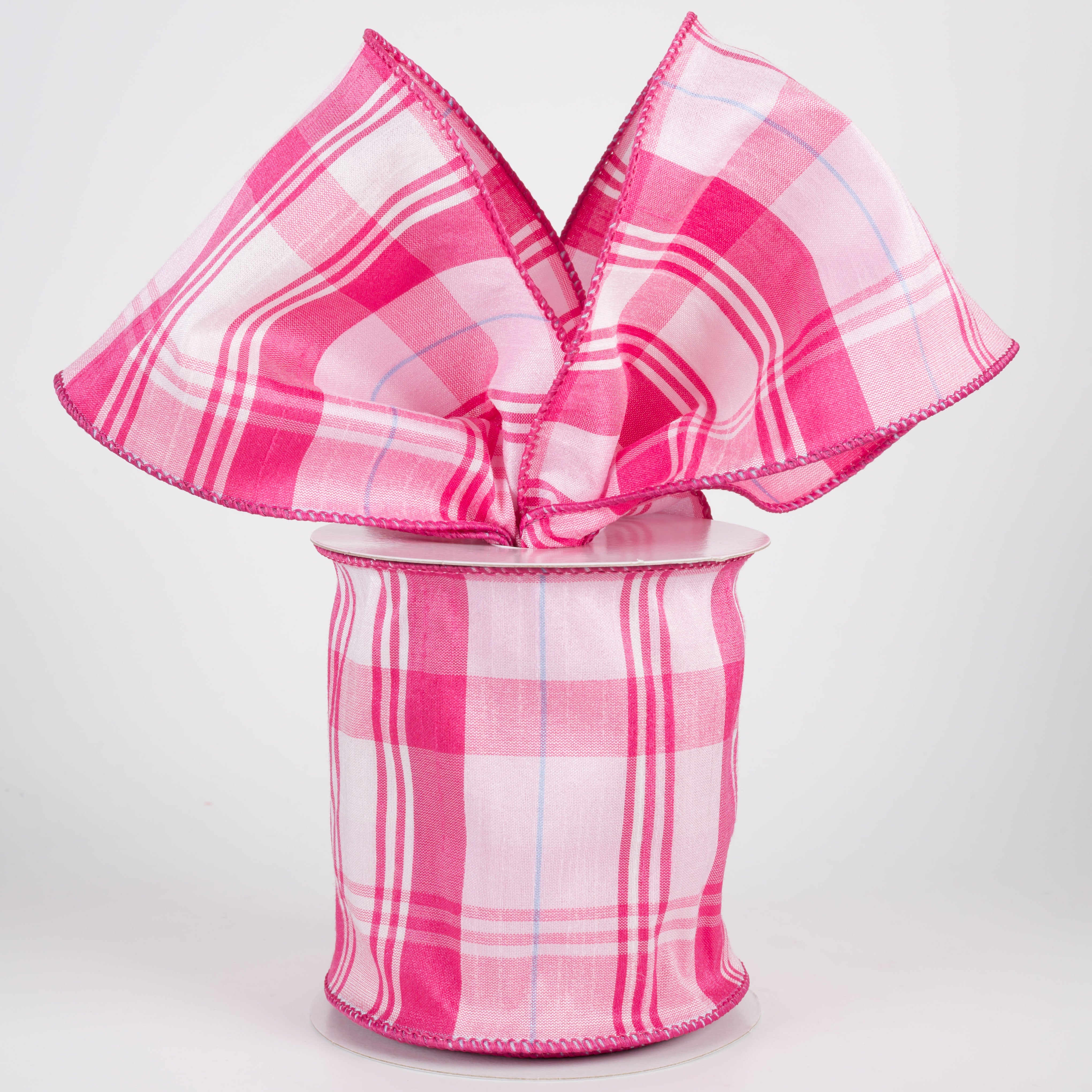 4" Lindy Plaid Ribbon: Shades of Pink (10 Yards)