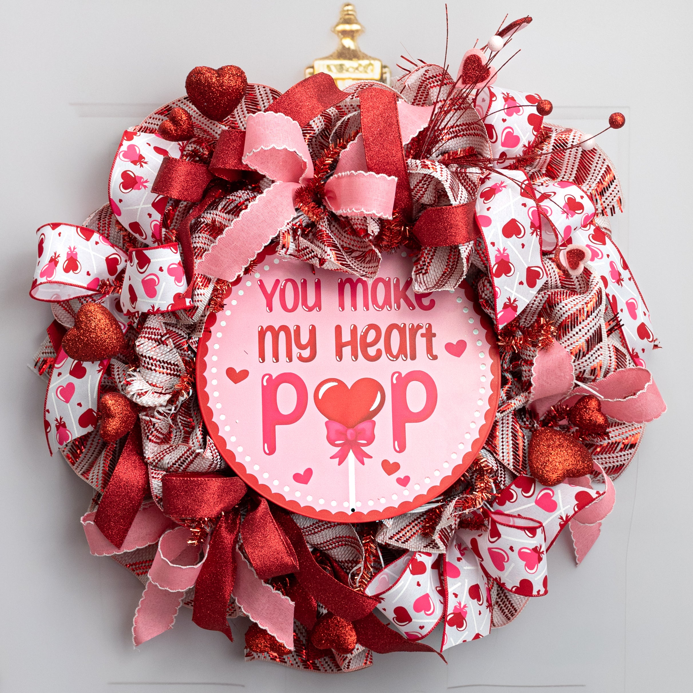 12" Round Metal Sign: Heart Lollipop Candy