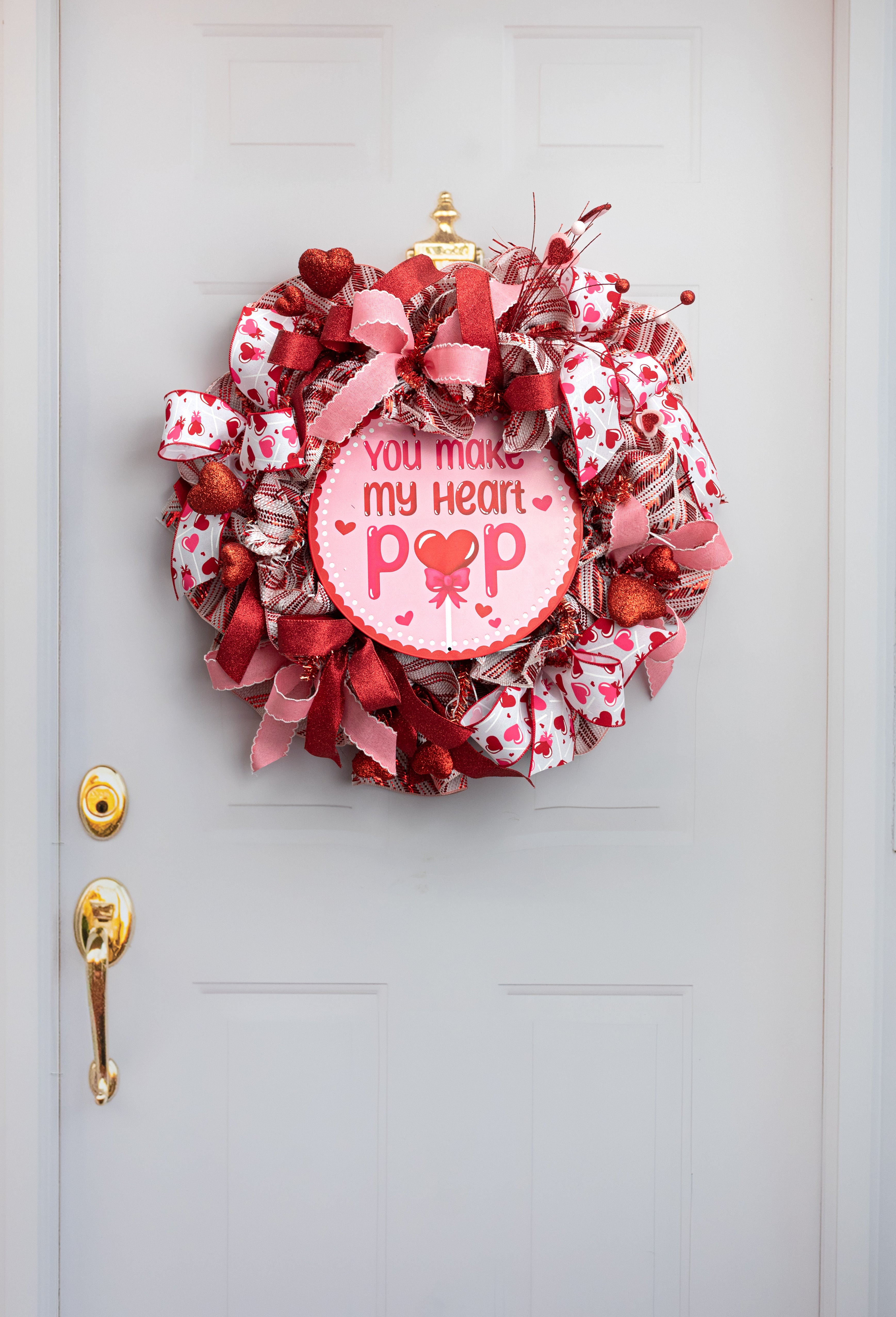 12" Round Metal Sign: Heart Lollipop Candy