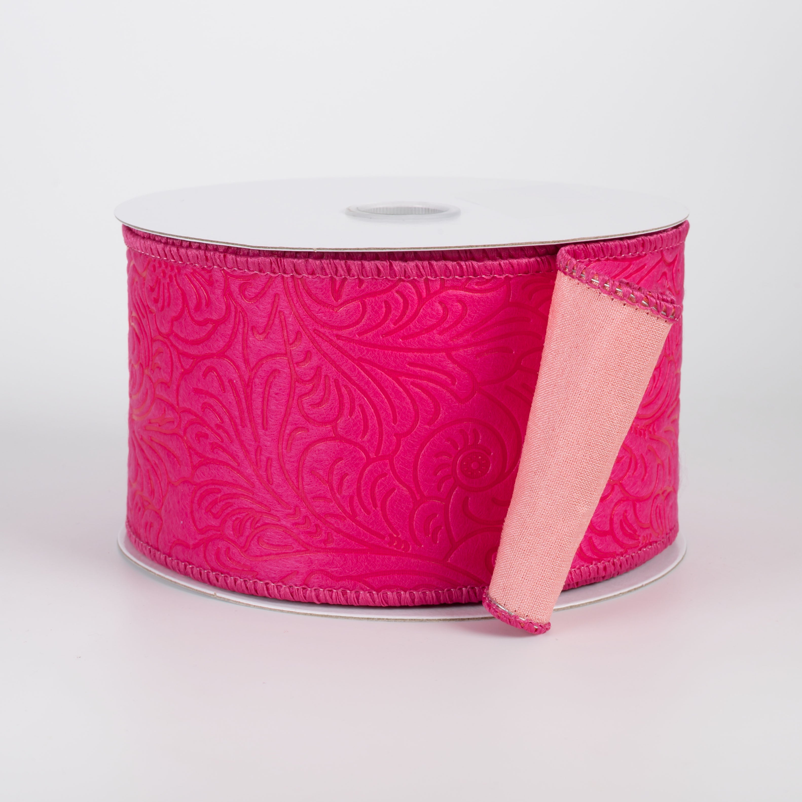 2.5" Double Sided Flower Breeze & Dupioni Ribbon: Fuchsia & Rose (10 Yards)