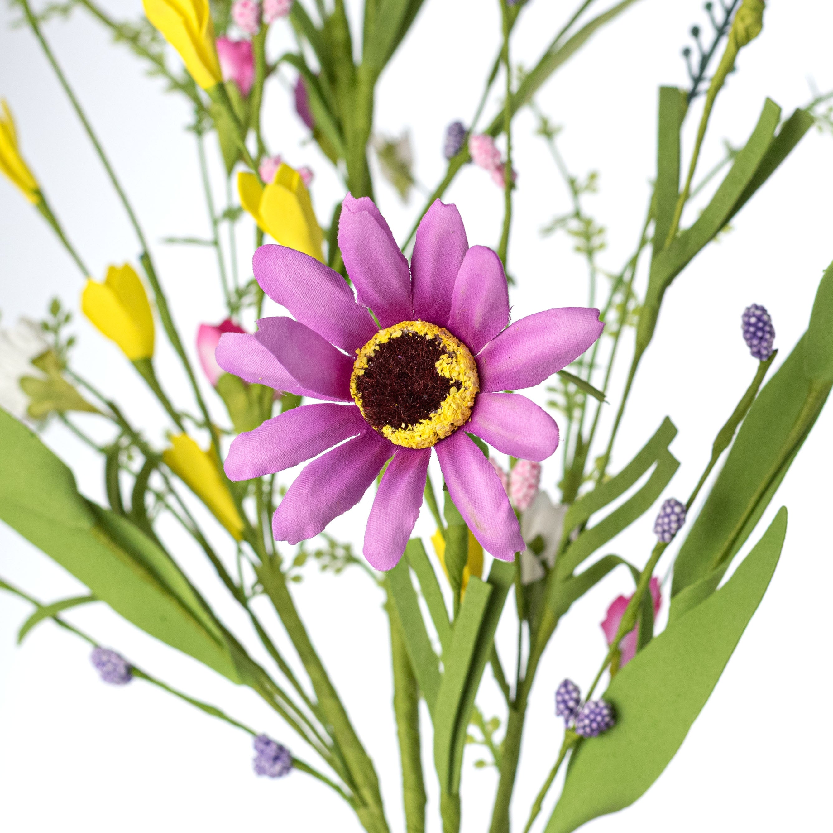 24" Fabric Flower, Leaf & Lavender Spray: Spring