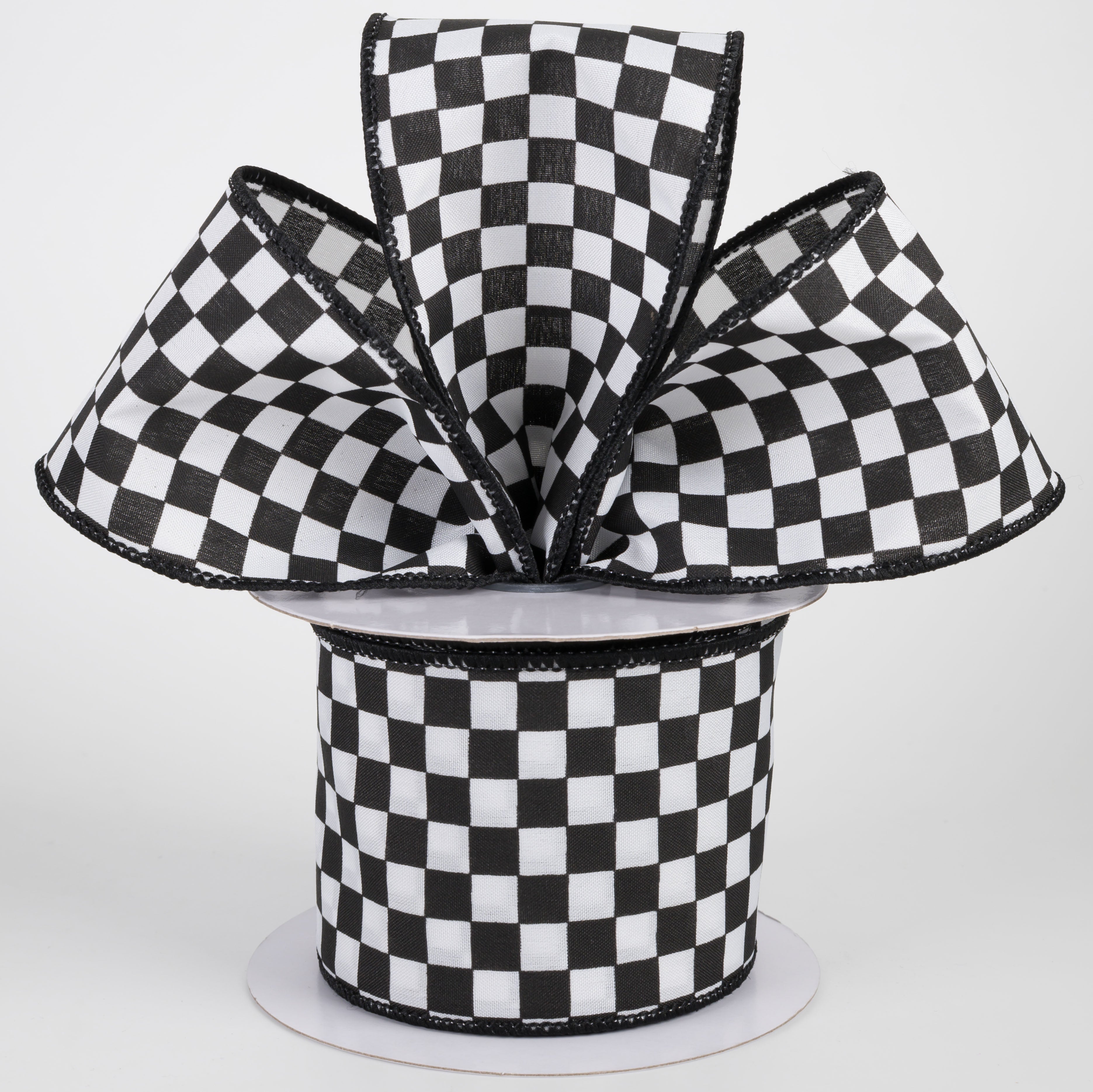 2.5" Black and White Check Ribbon (10 Yards)