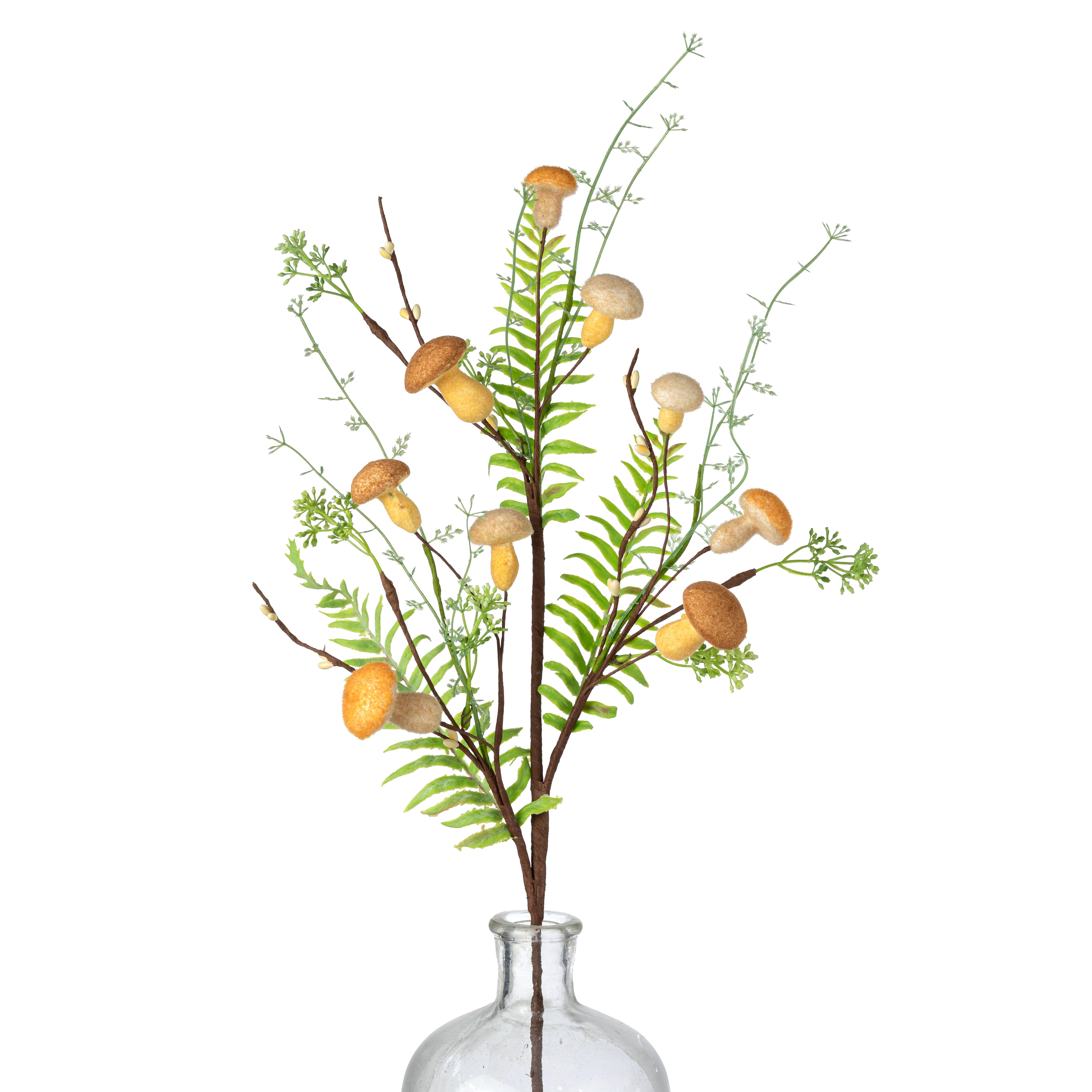 29" Mushrooms, Ferns & Pips Spray: Naturals