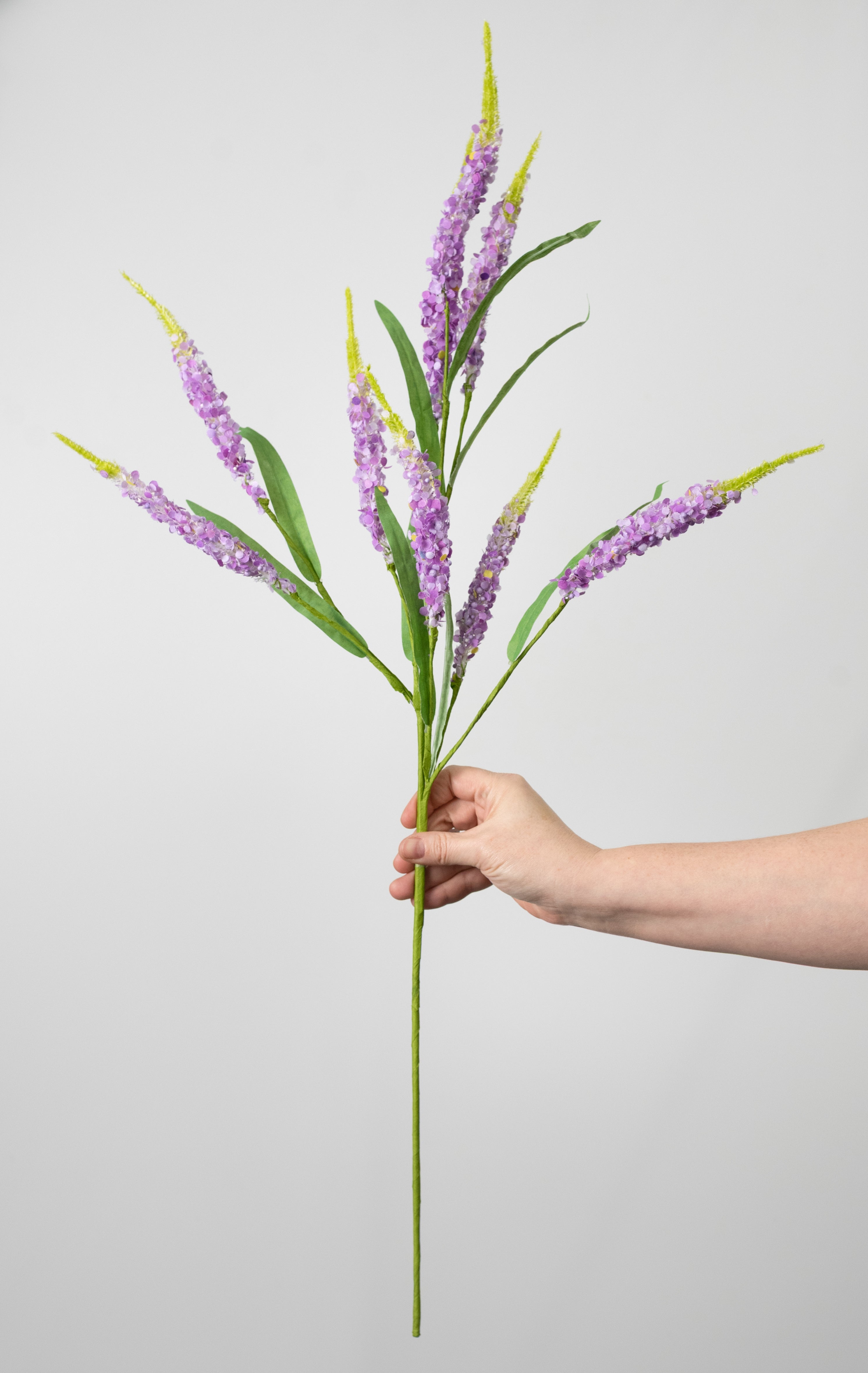 33" Beaded Salvia Flowers Spray: Lavender & Green