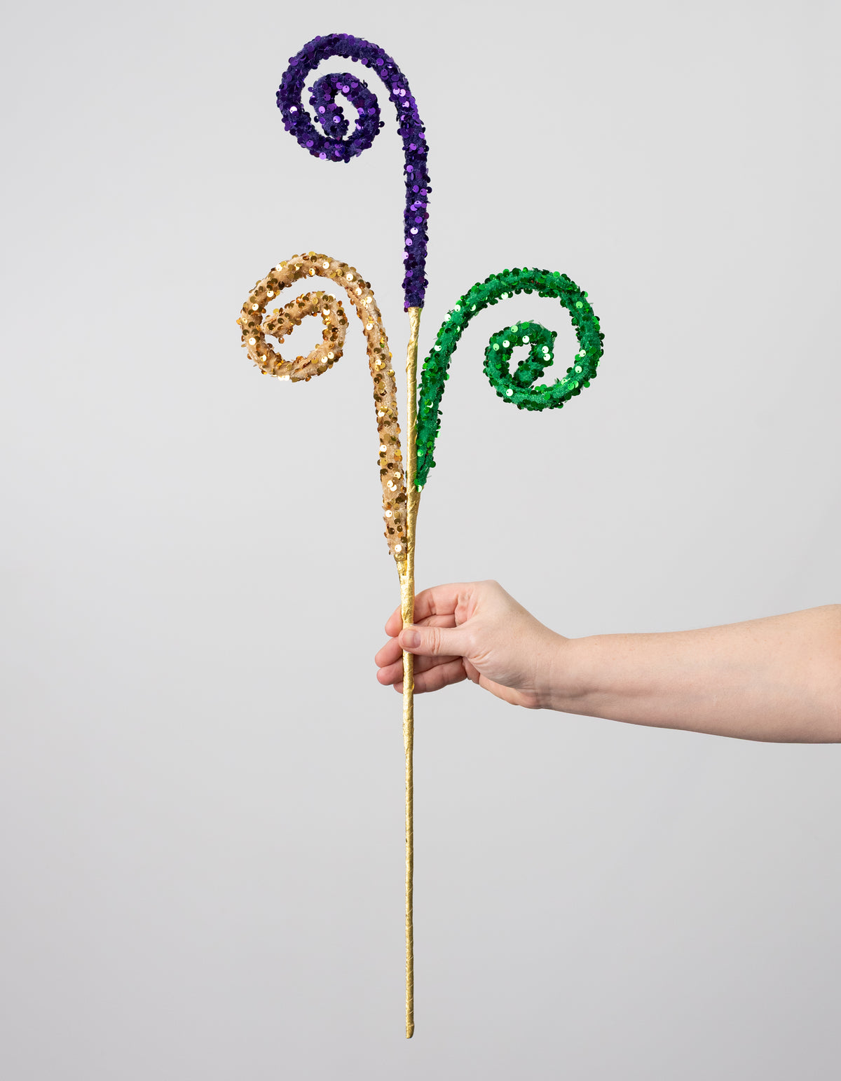 29" Sequin Curl Loop Spray: Mardi Gras