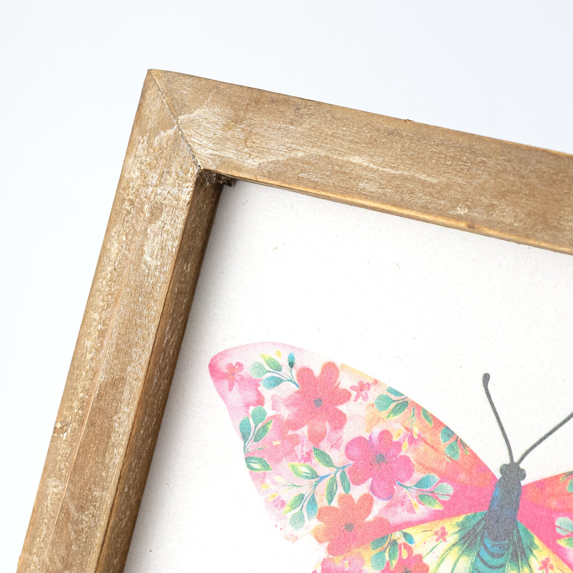 8" Square Framed Wooden Sign: Botanical Butterfly Hope