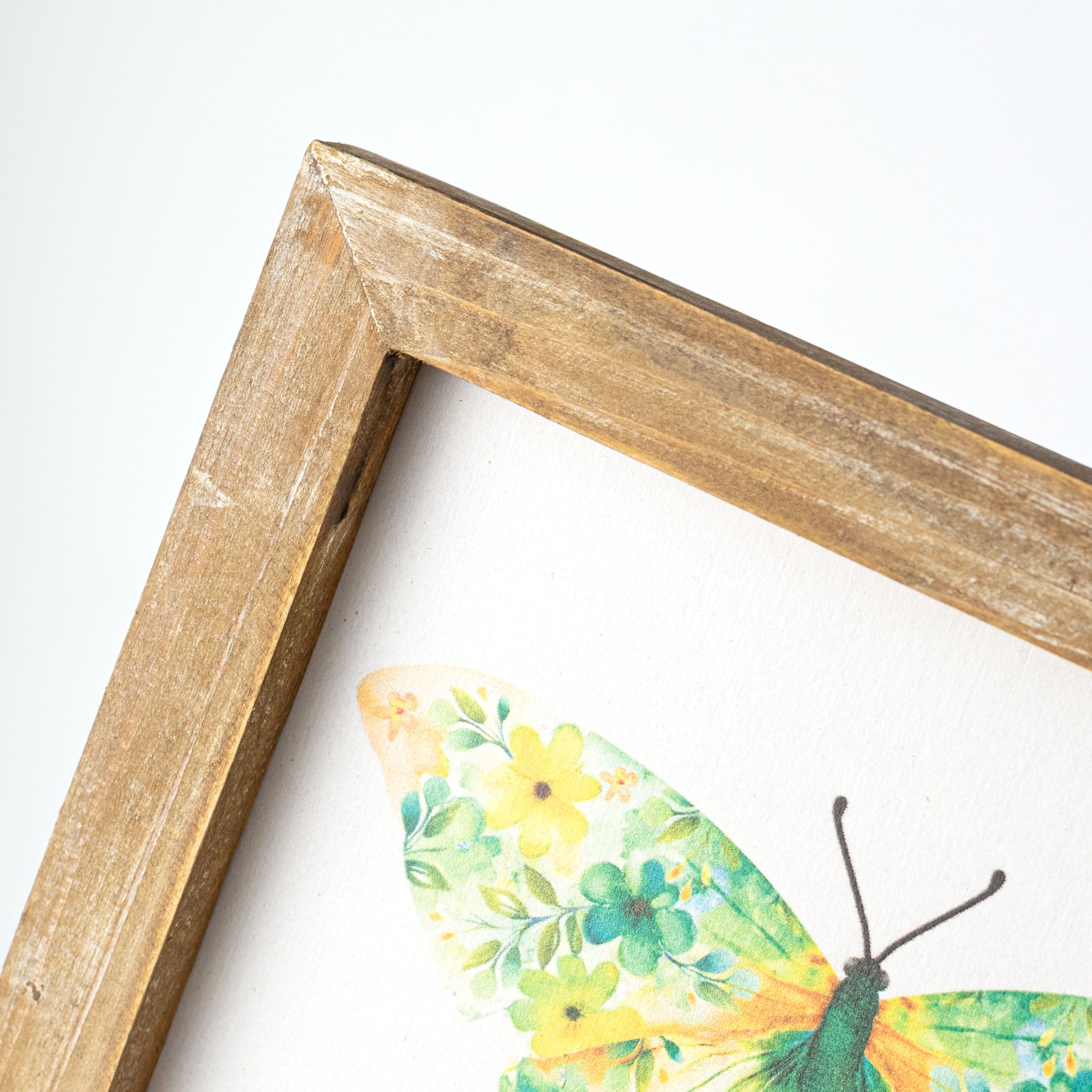 8" Square Framed Wooden Sign: Botanical Butterfly Dream