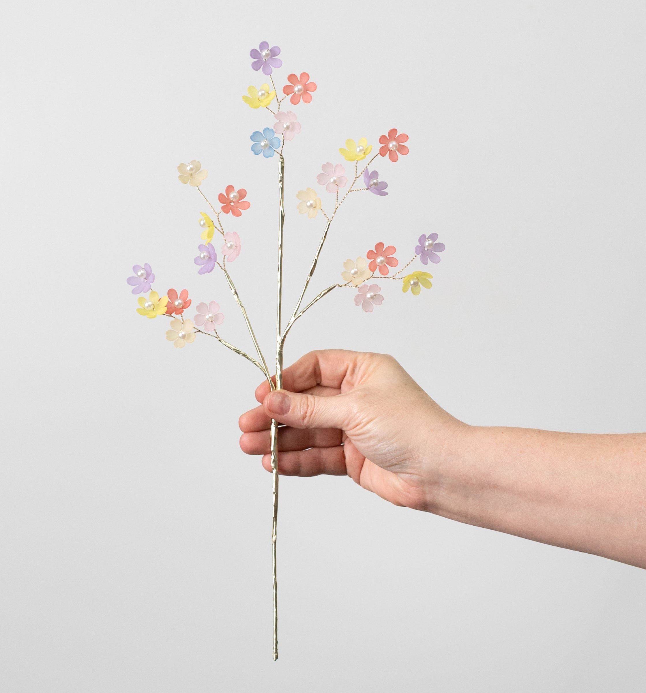 15" Acrylic & Pearl Flowers Pick: Pastels