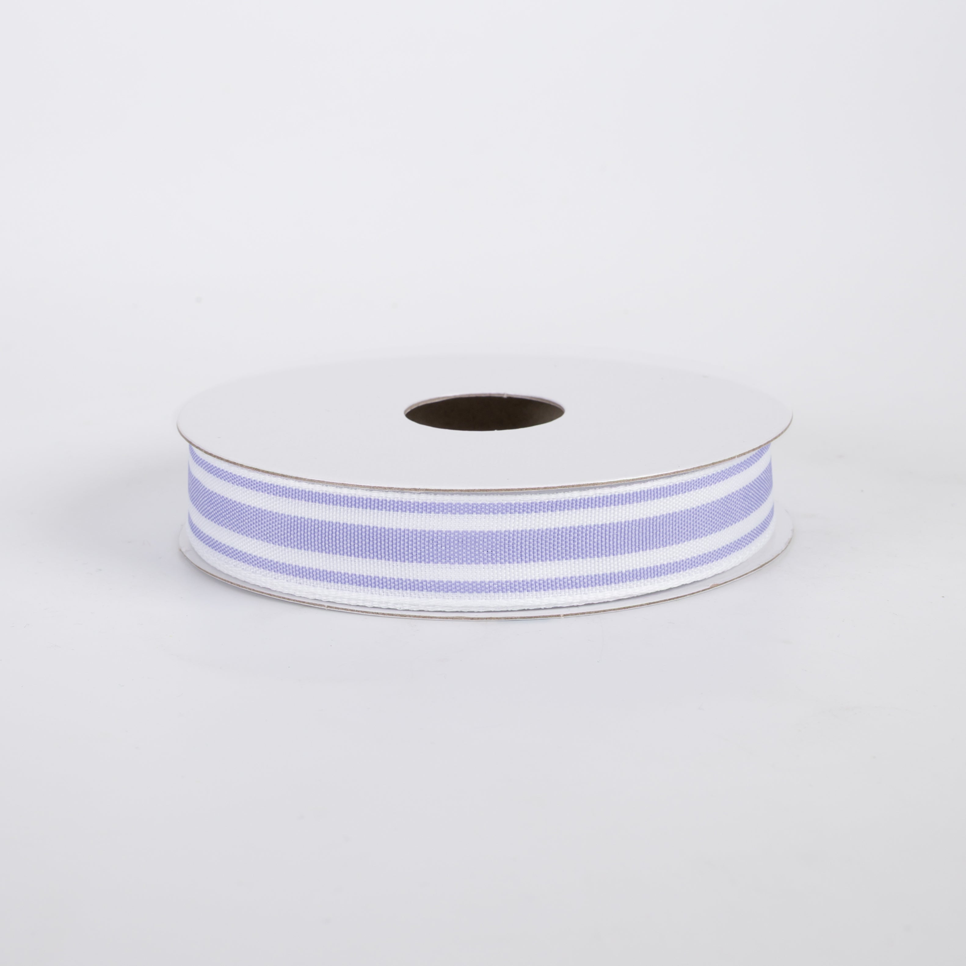 5/8" Unwired Ticking Stripes Ribbon: Lavender & White (10 Yards)