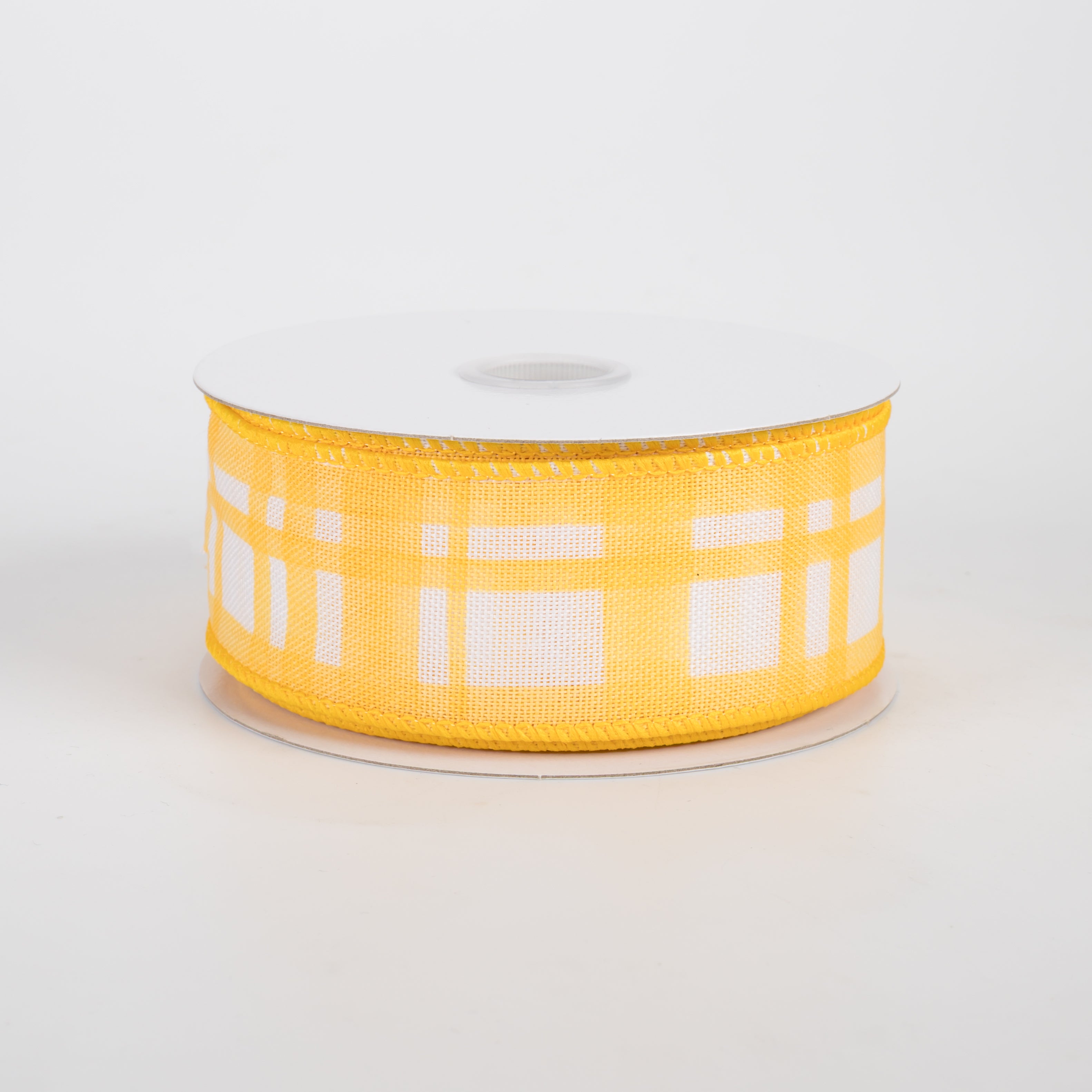 1.5" Watercolor Tuttola Plaid Ribbon: Yellow (10 Yards)