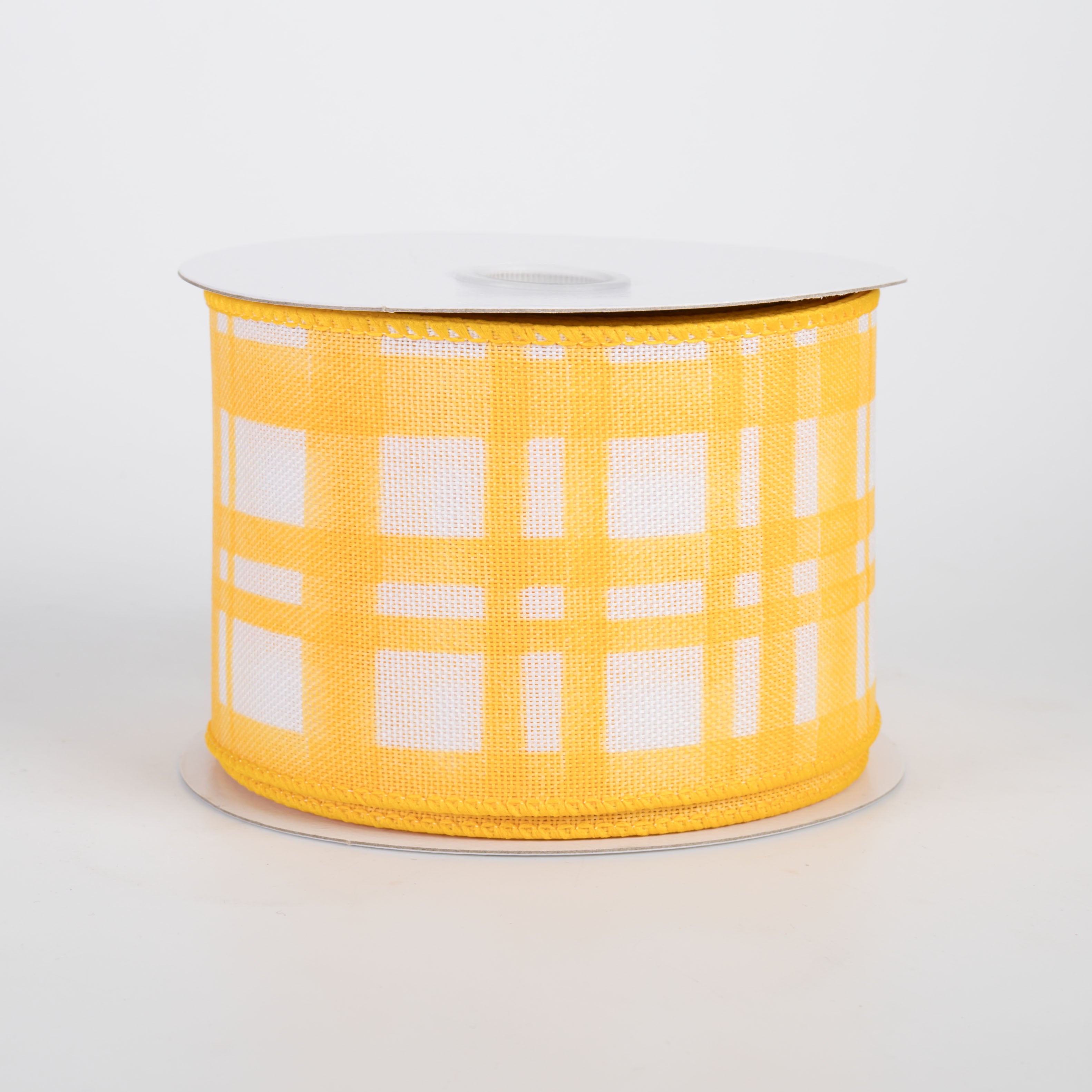2.5" Watercolor Tuttola Plaid Ribbon: Yellow (10 Yards)