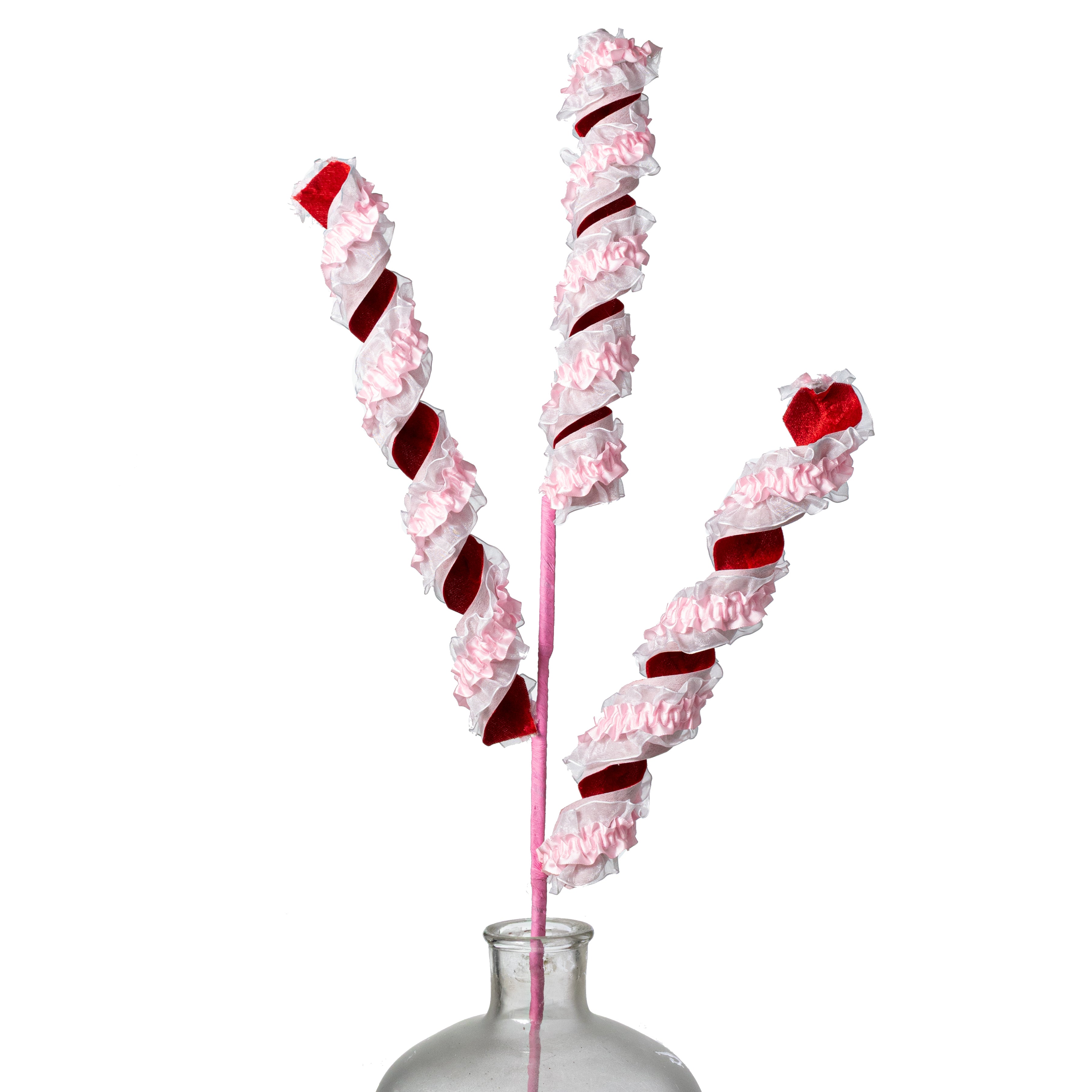 30" Ruffles & Lace Curly Spray: Pink & Red
