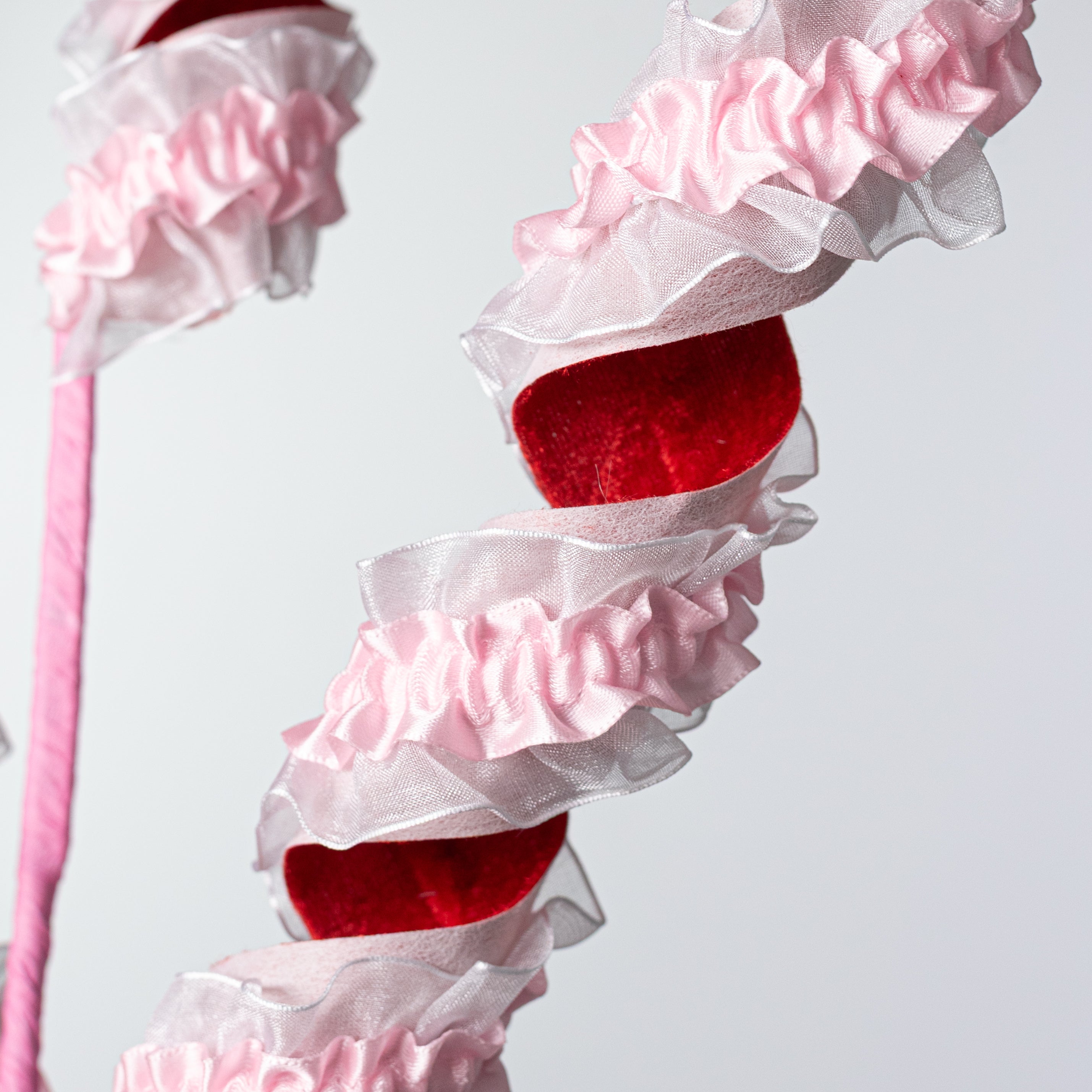 30" Ruffles & Lace Curly Spray: Pink & Red