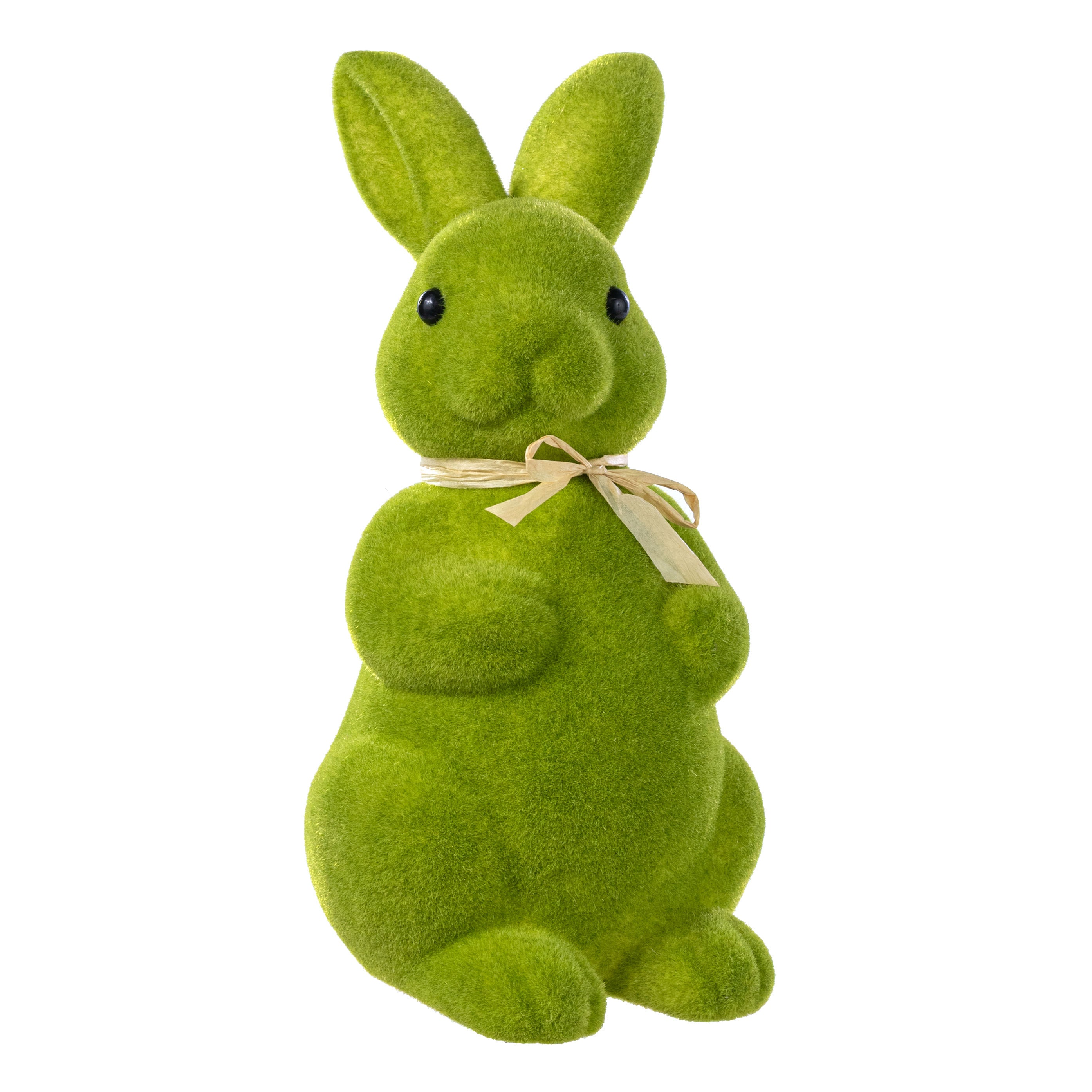 11" Flocked Bunny Rabbit: Moss Green