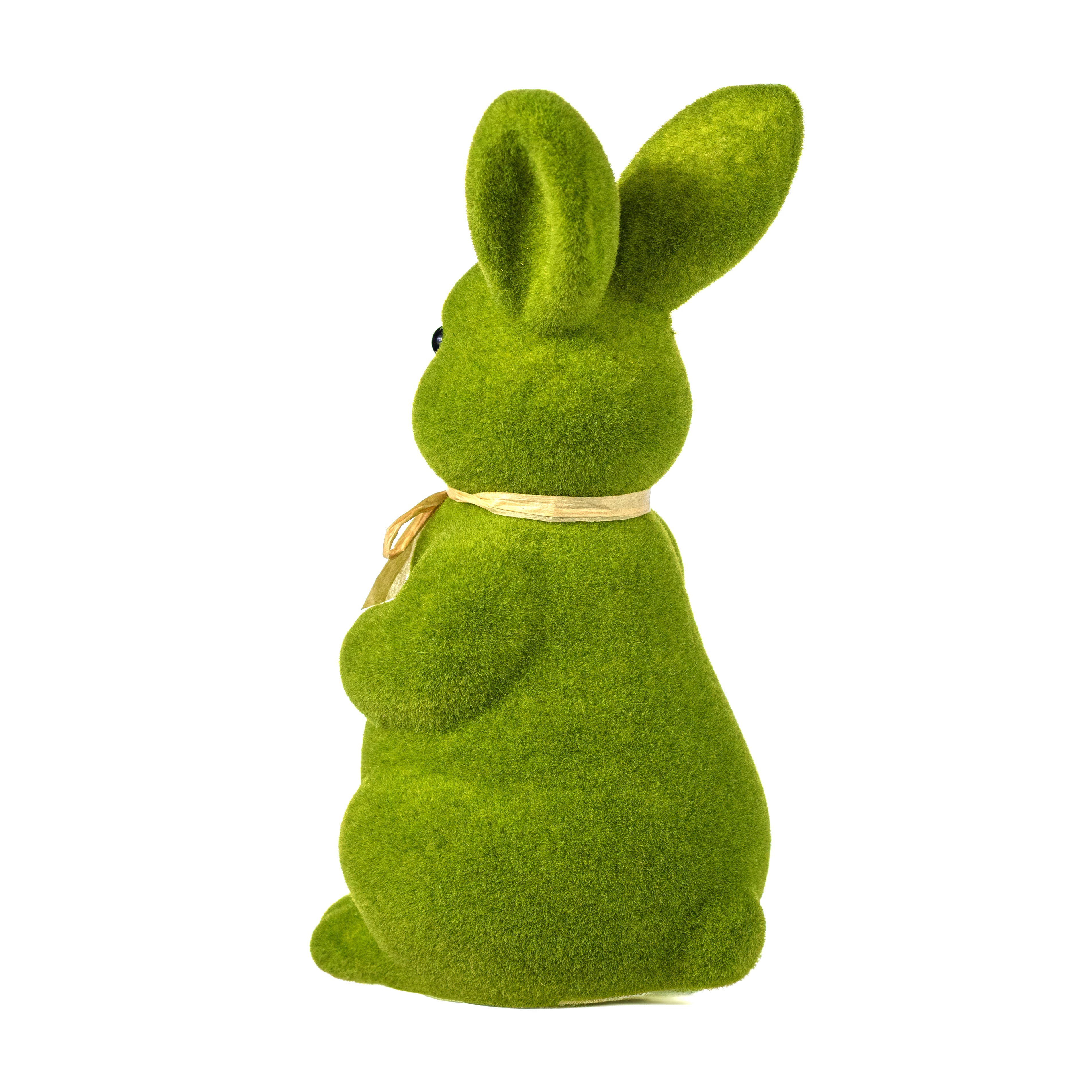 11" Flocked Bunny Rabbit: Moss Green