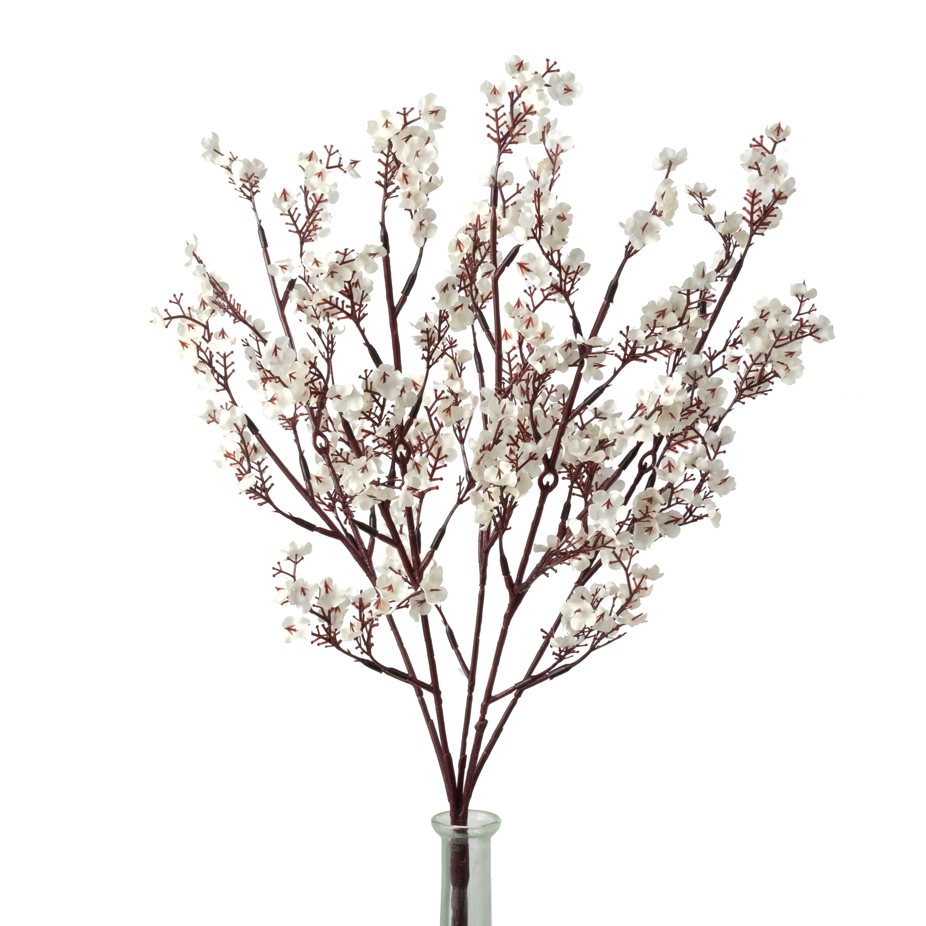 20" Artificial Plum Blossom Bush: Cream (5 Stem)
