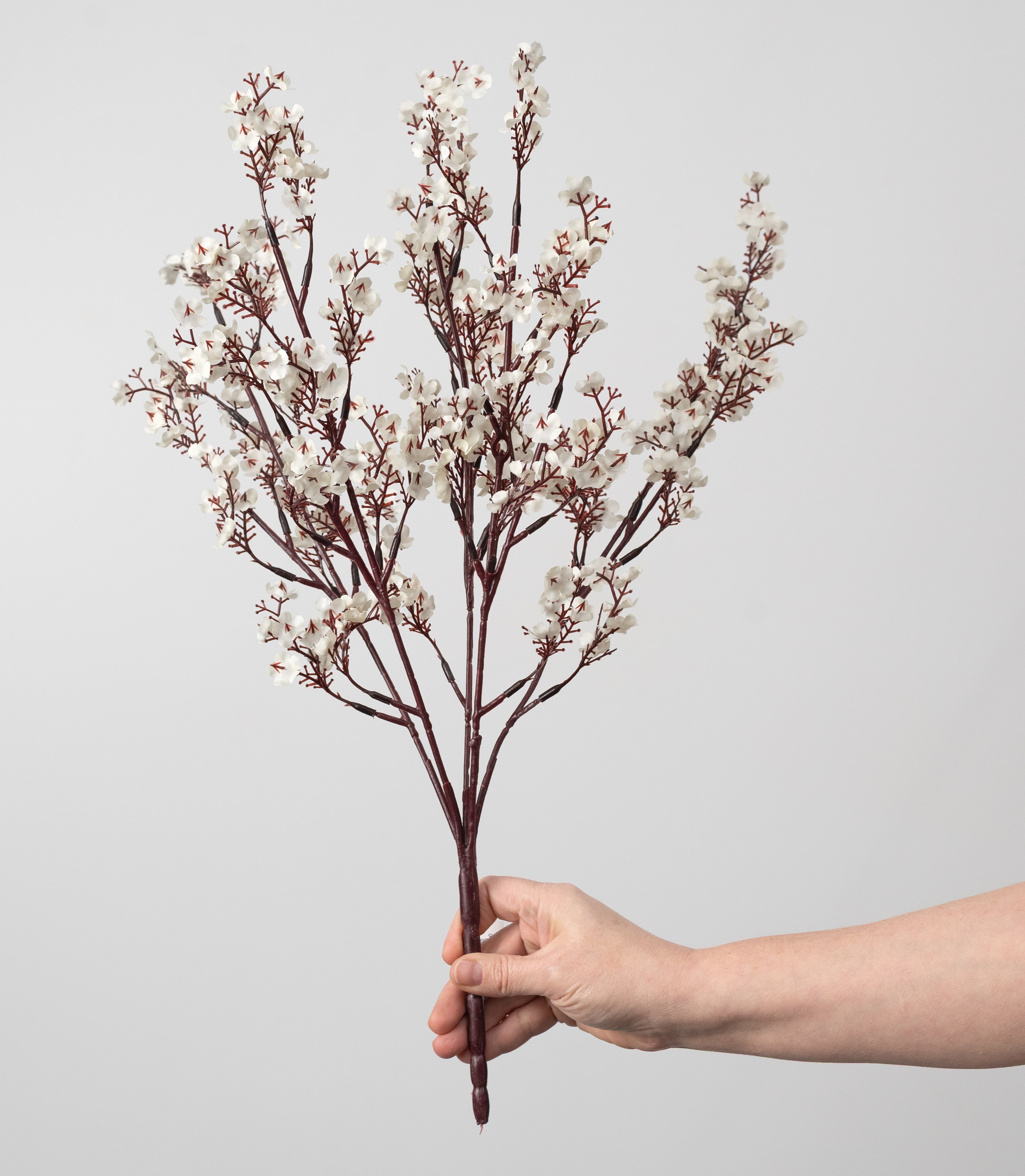 20" Artificial Plum Blossom Bush: Cream (5 Stem)