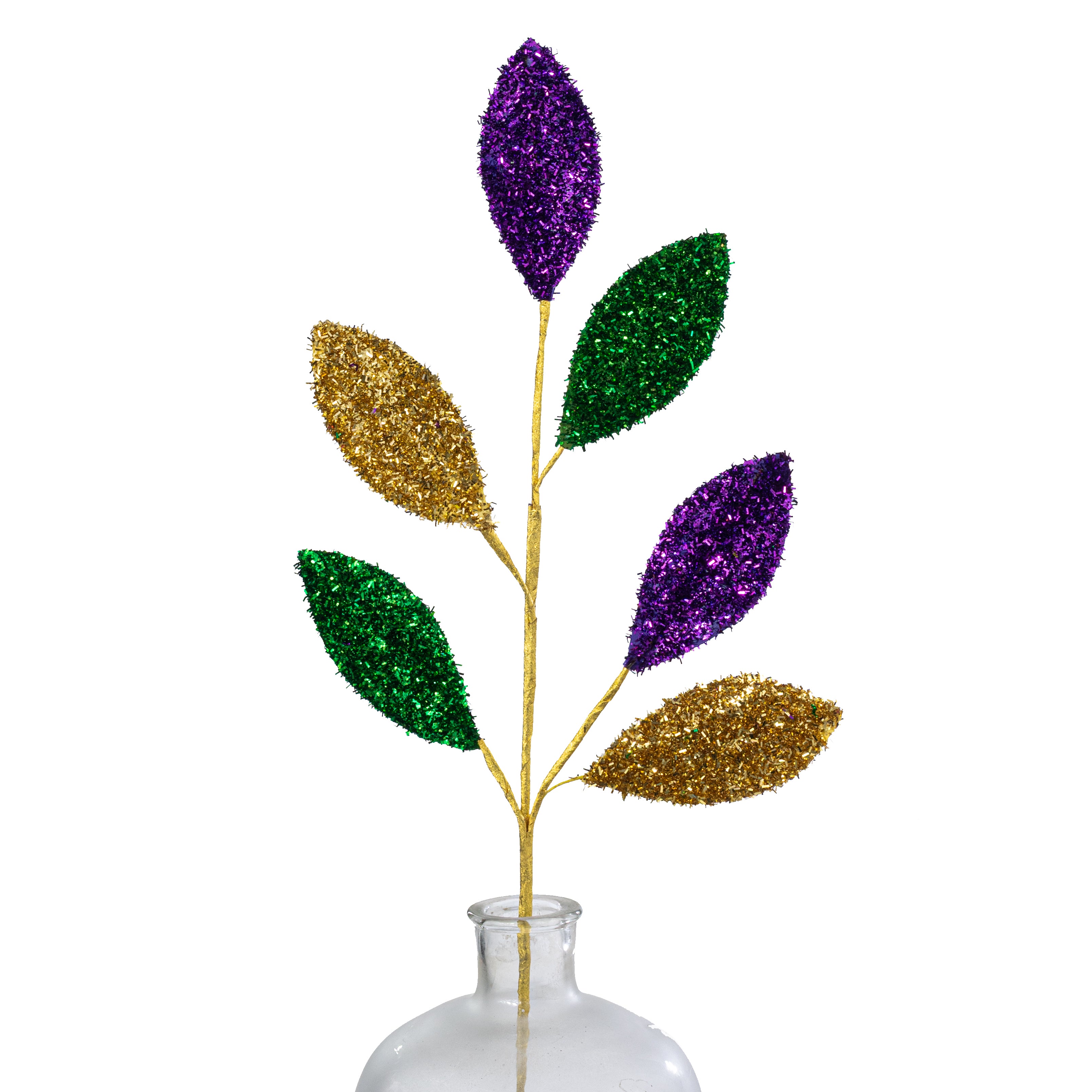 27" V-Cut Foil Magnolia Leaf Spray: Mardi Gras