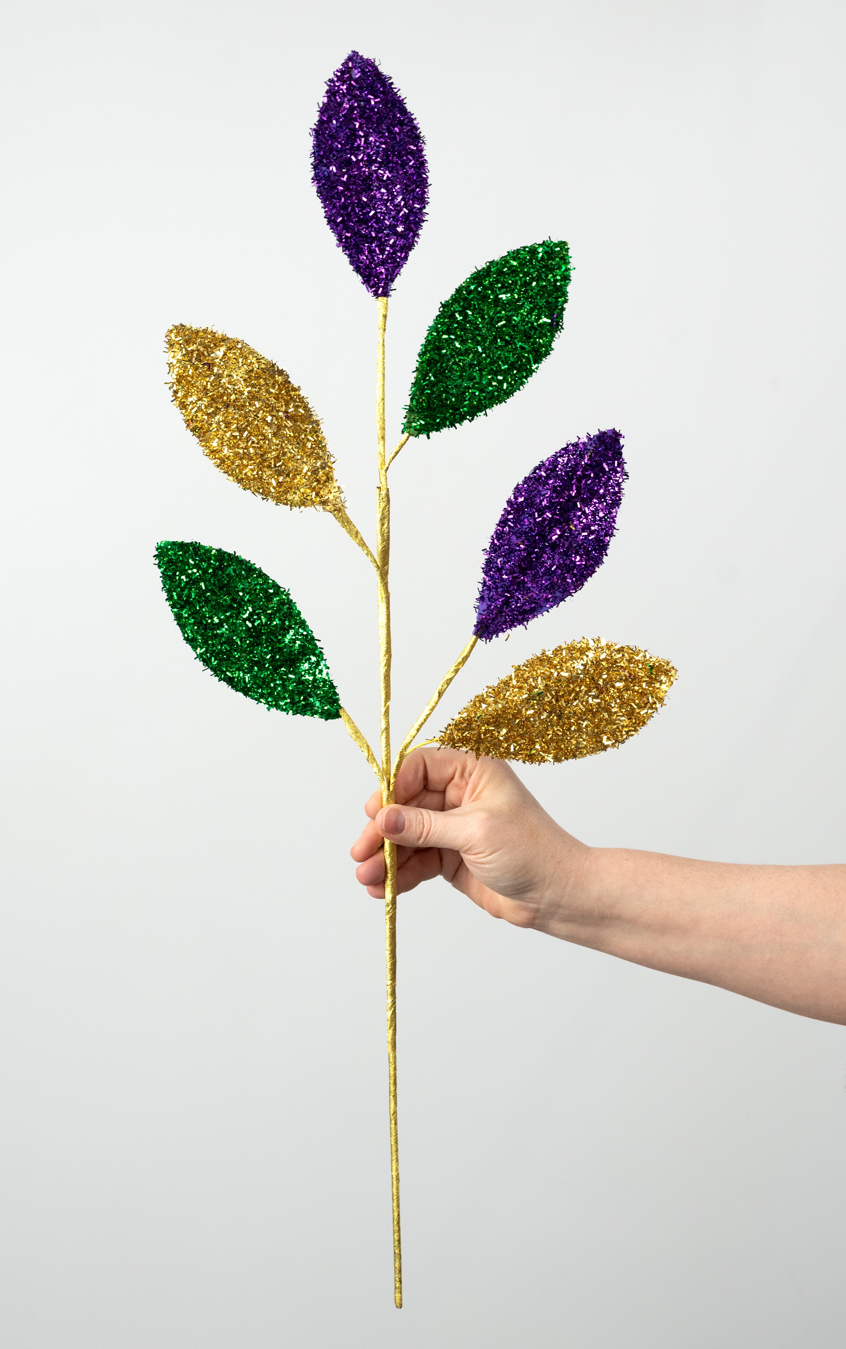 27" V-Cut Foil Magnolia Leaf Spray: Mardi Gras