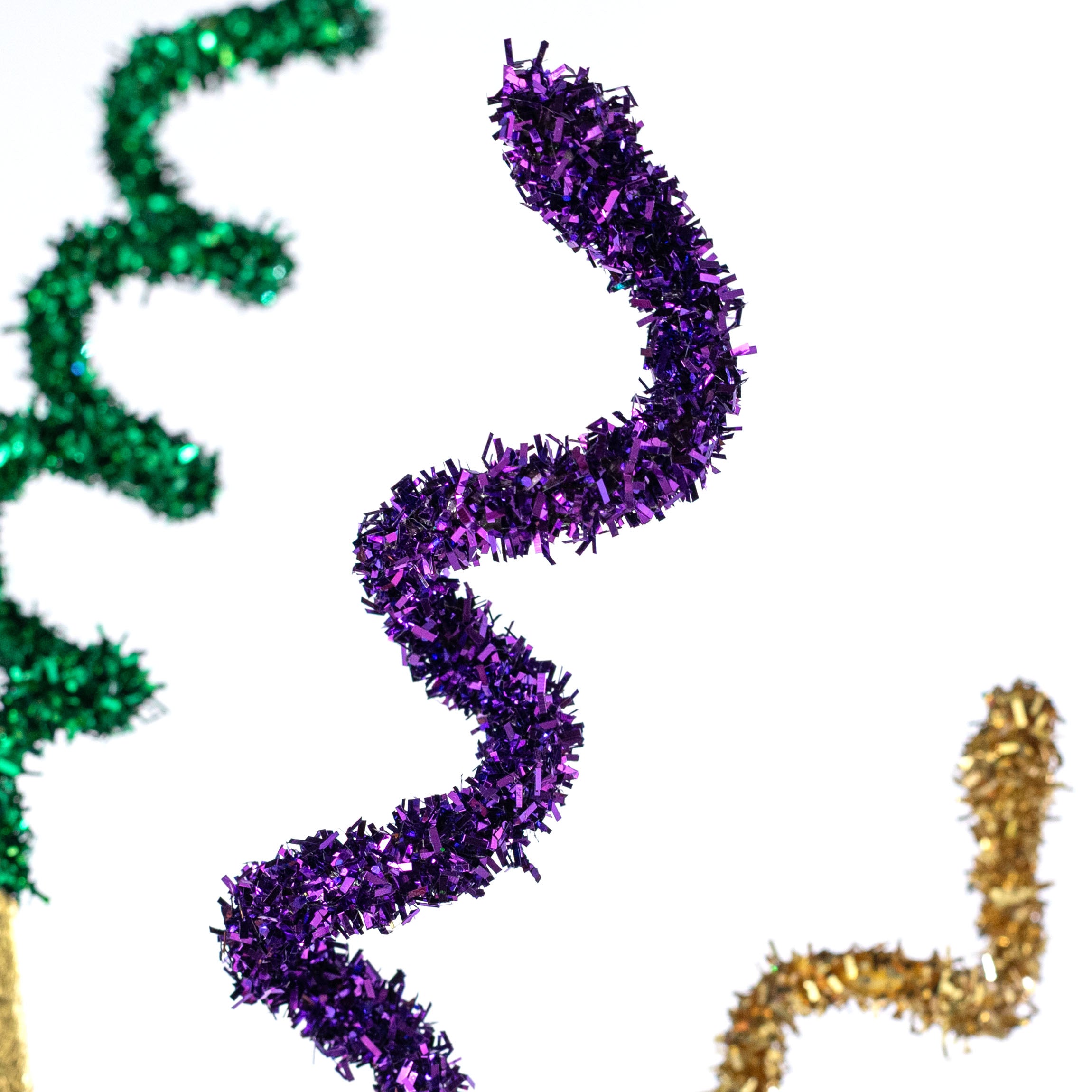 29" V-Cut Foil Curly Twig Spray: Mardi Gras