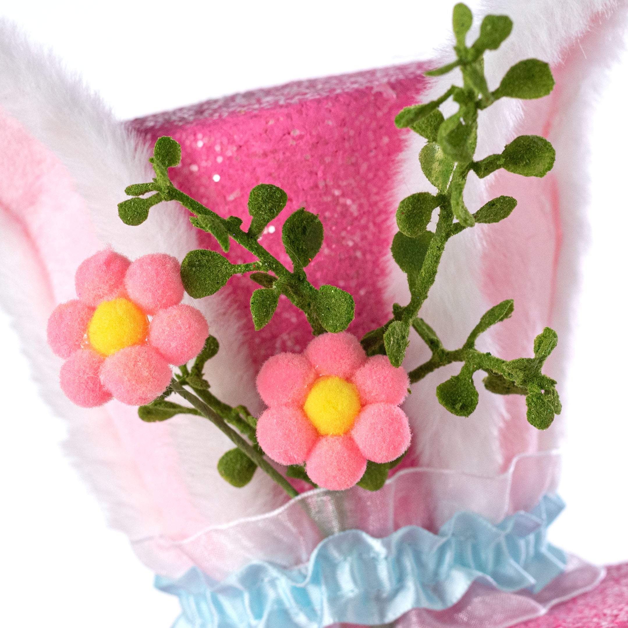 21" Bunny Top Hat Spray: Pink Flowers