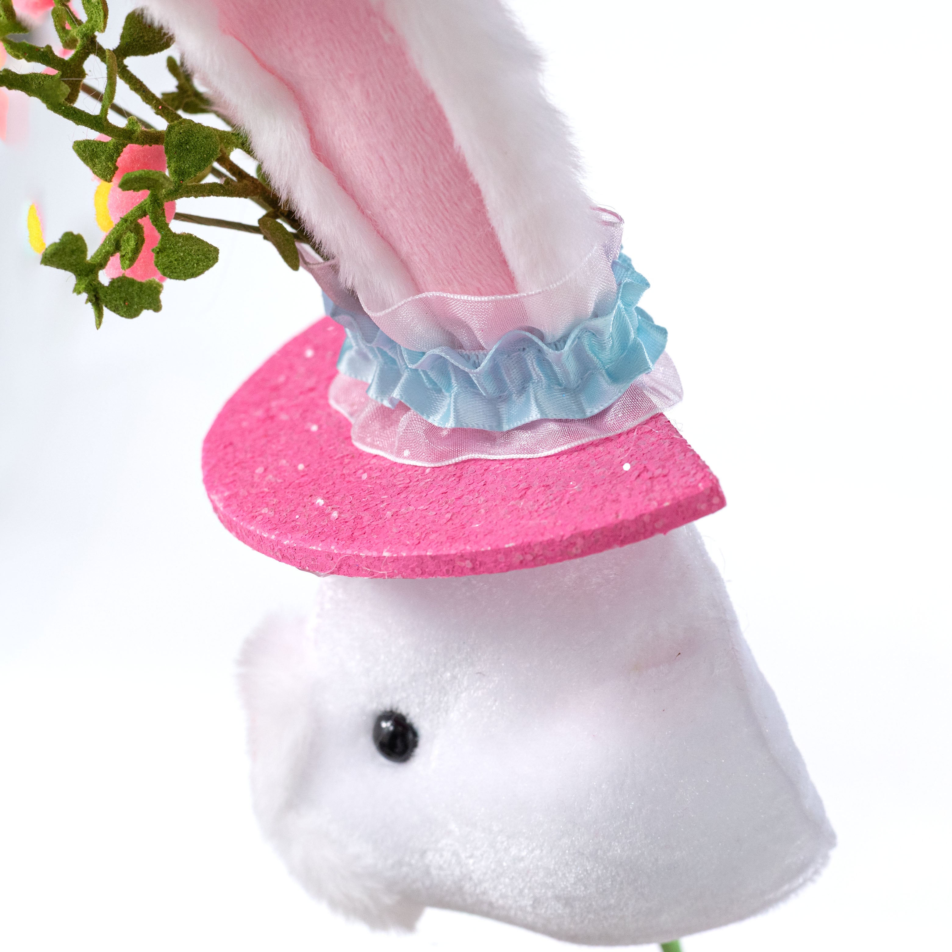 21" Bunny Top Hat Spray: Pink Flowers