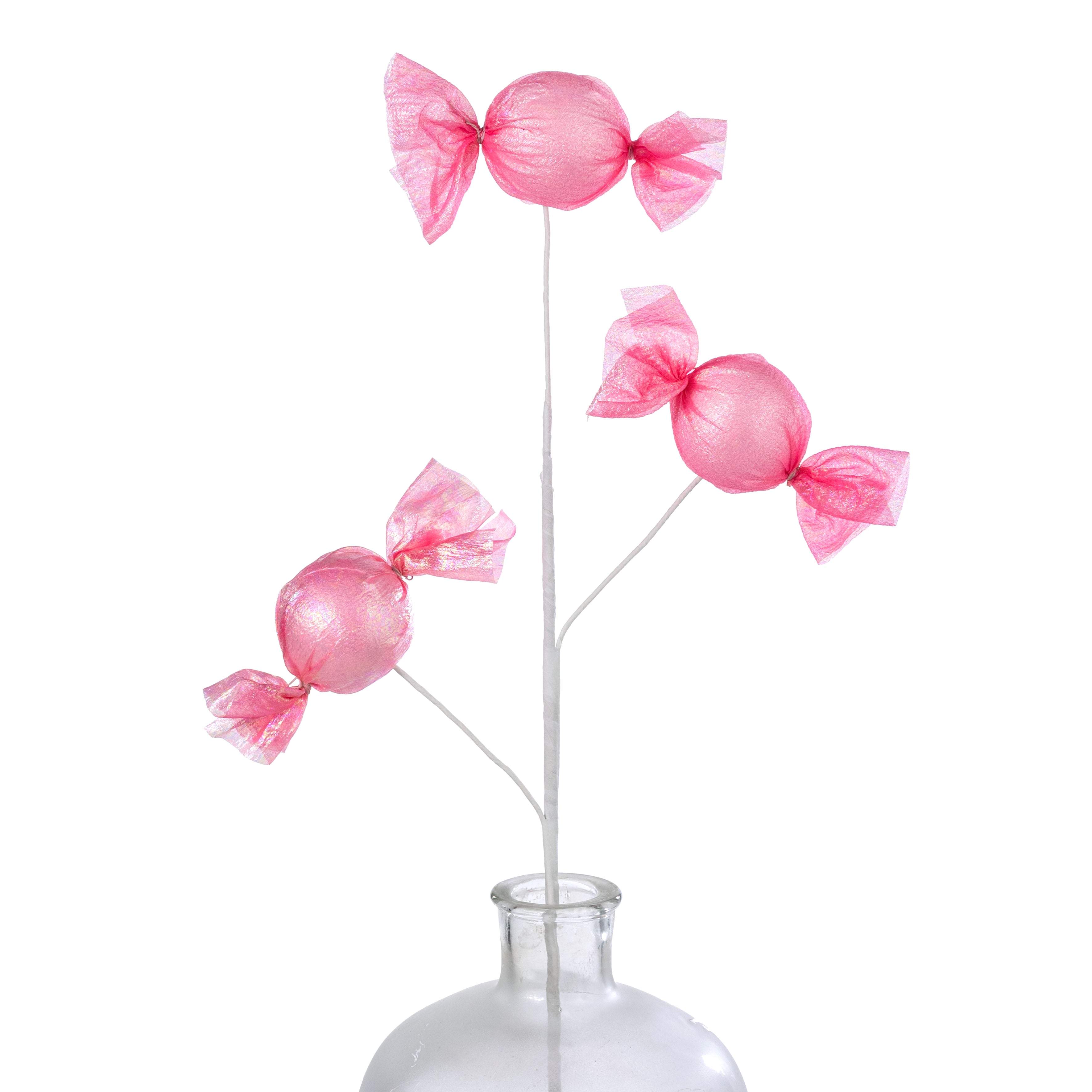 27" Iridescent Fabric Wrapped Candy Spray: Pink