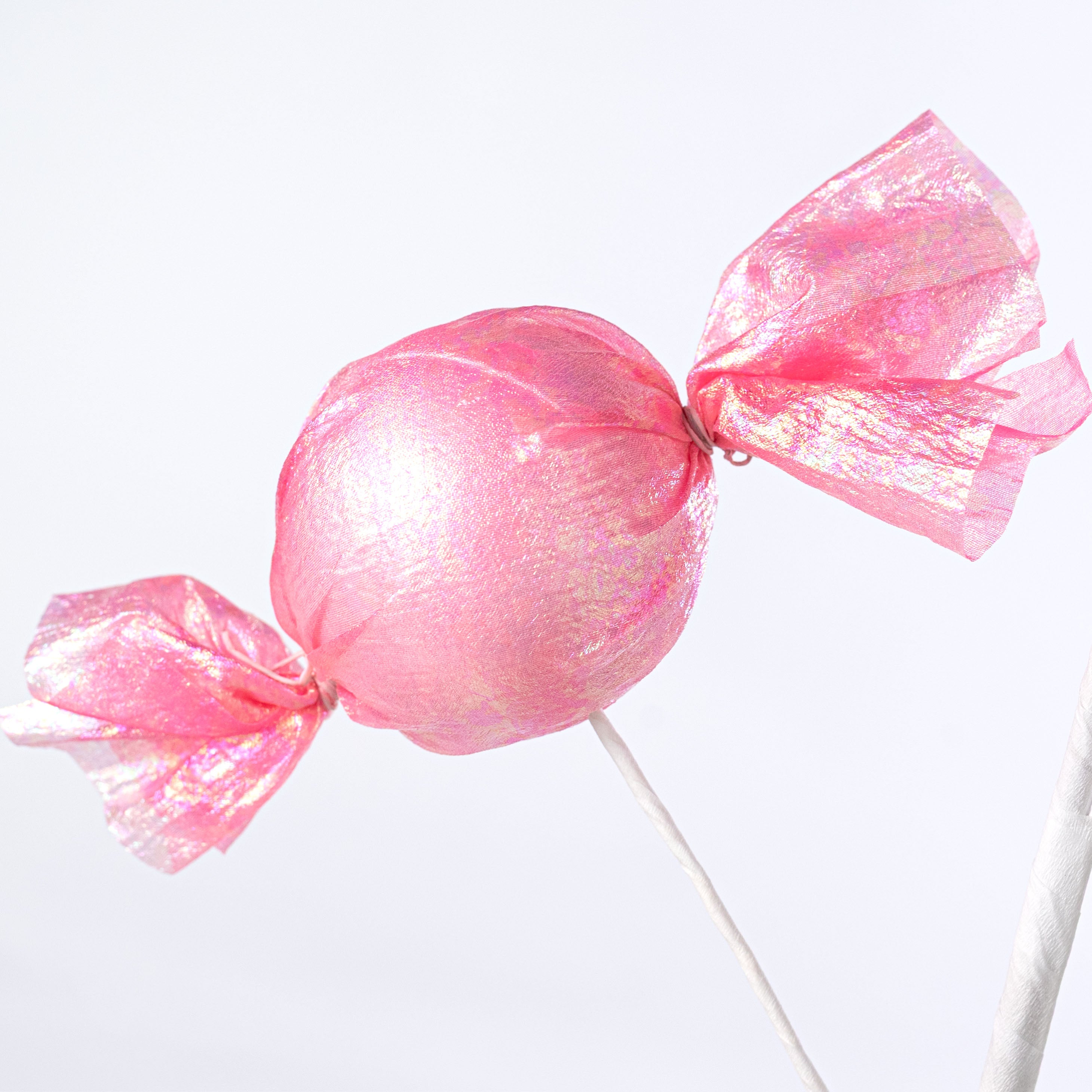 27" Iridescent Fabric Wrapped Candy Spray: Pink