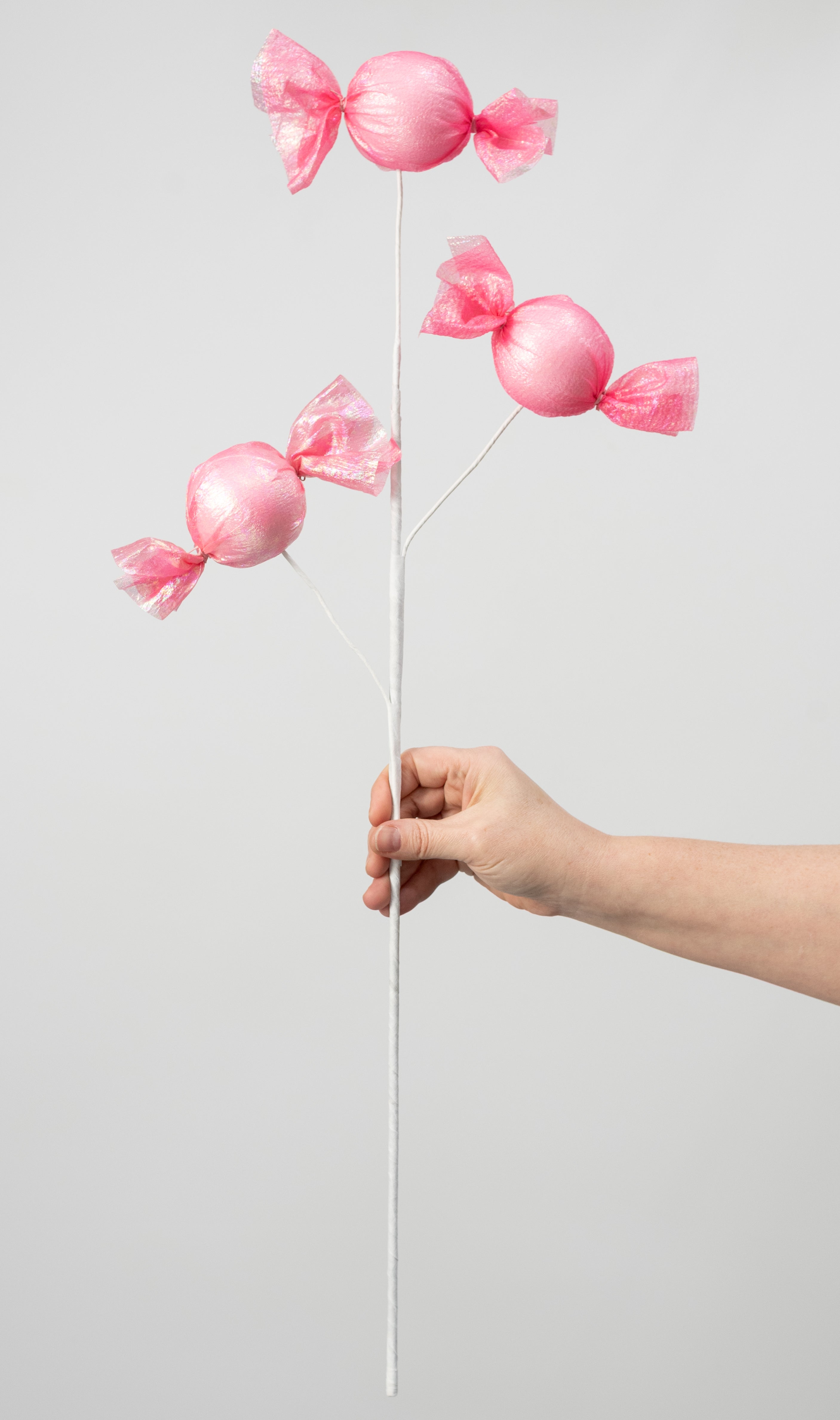 27" Iridescent Fabric Wrapped Candy Spray: Pink