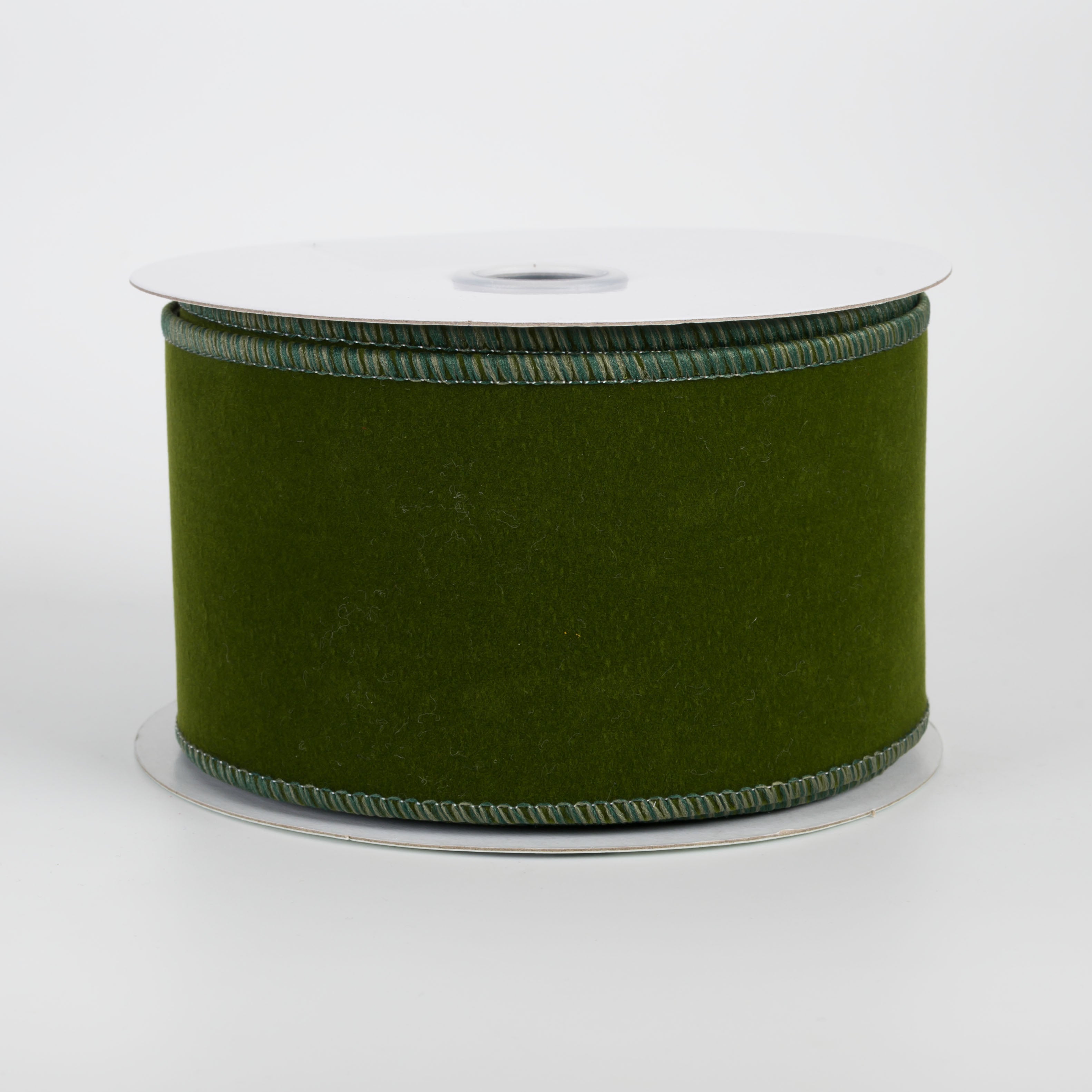 2.5" Wired Velvet Ribbon: Dark Moss Green (10 Yards)