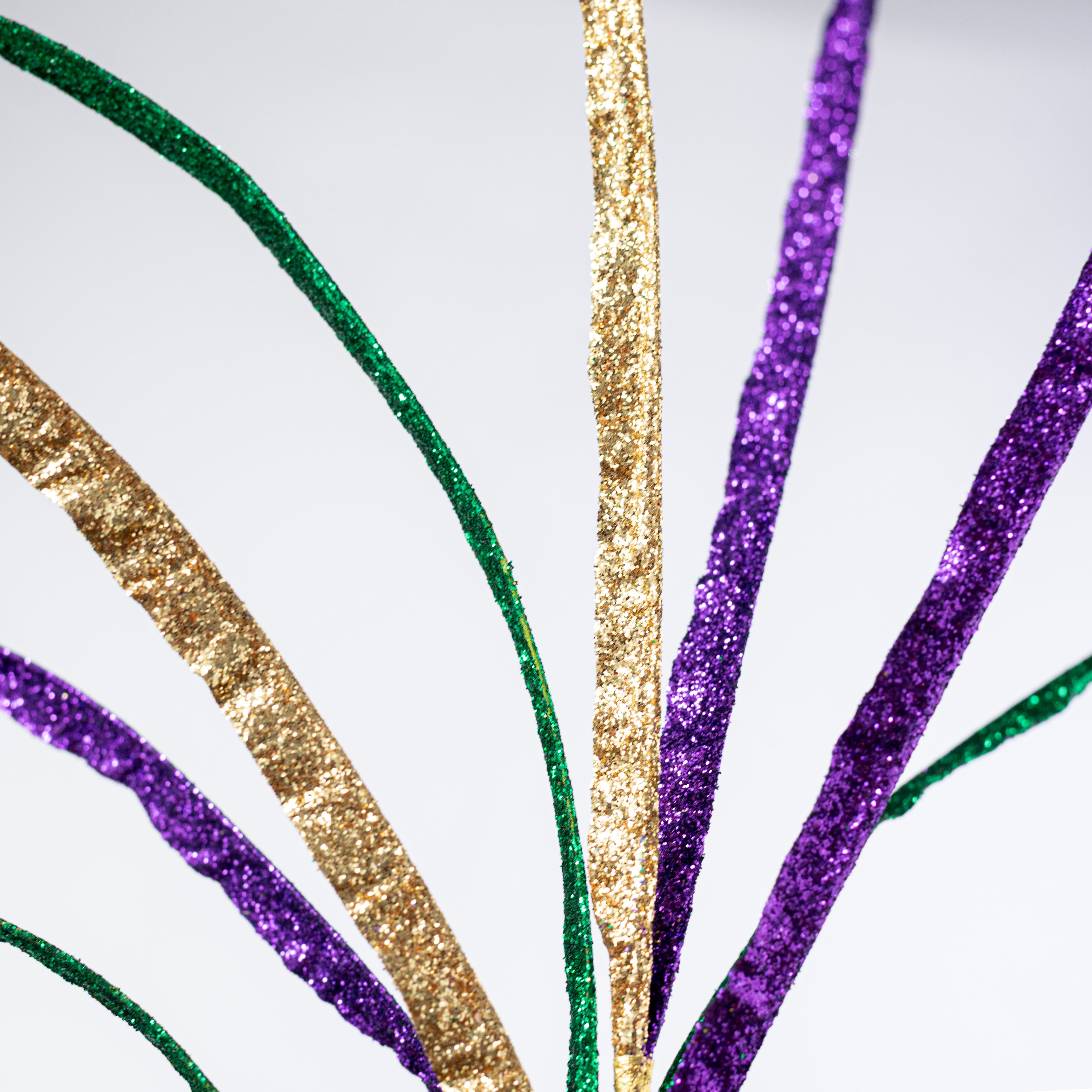 25" Glittered Paper Grass Pick: Mardi Gras