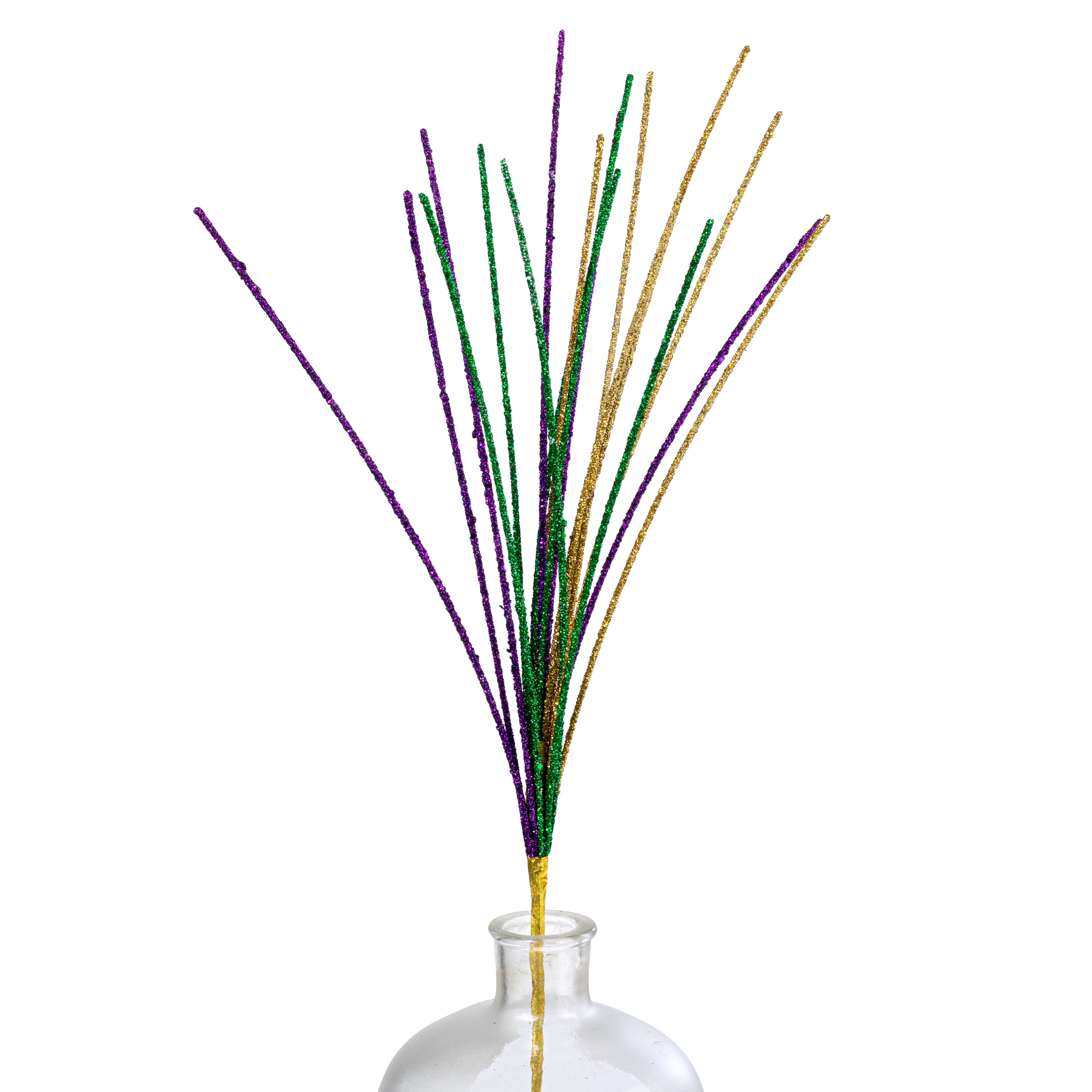 30" Mini Beaded Twig Spray: Mardi Gras