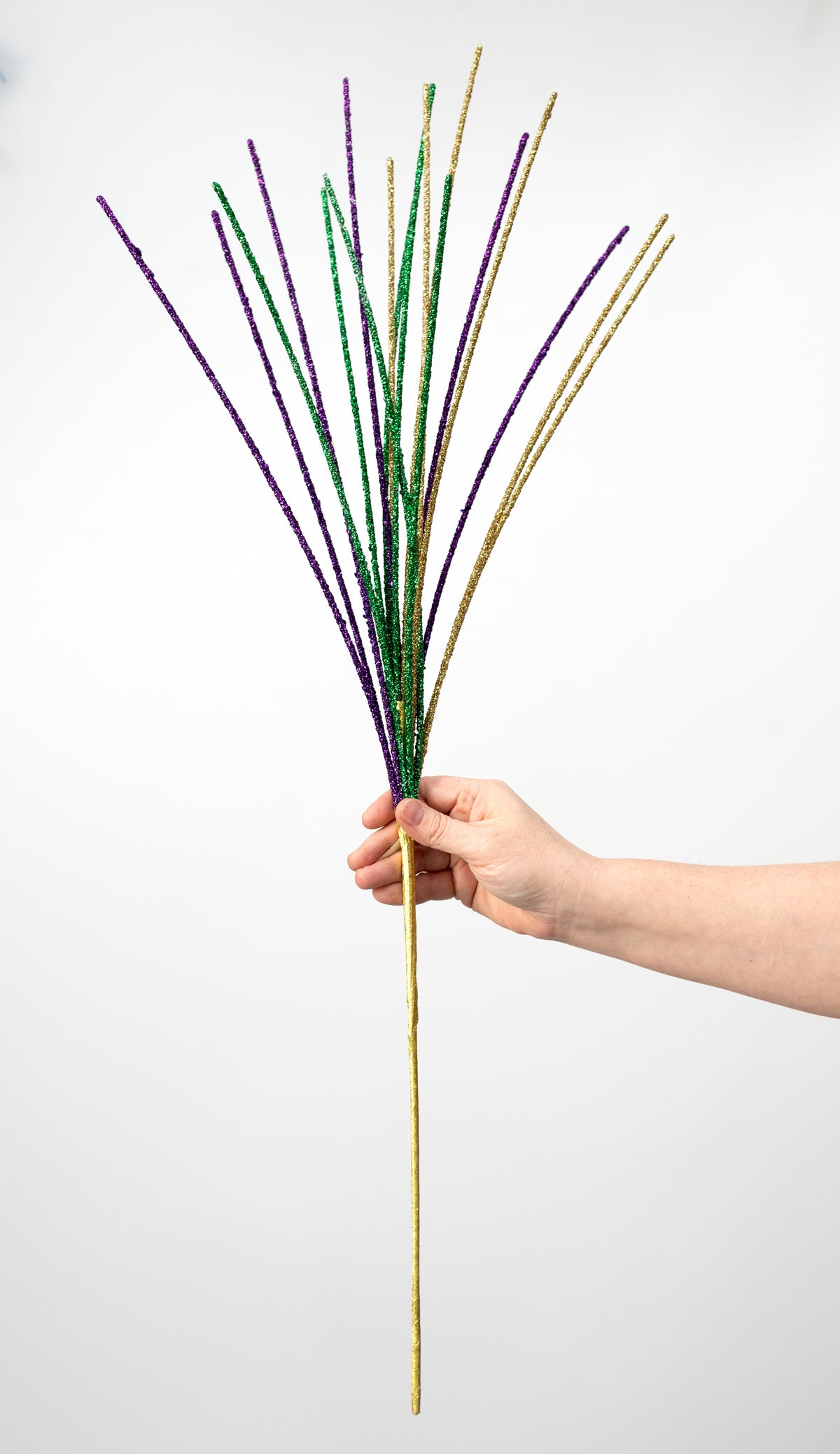 30" Mini Beaded Twig Spray: Mardi Gras