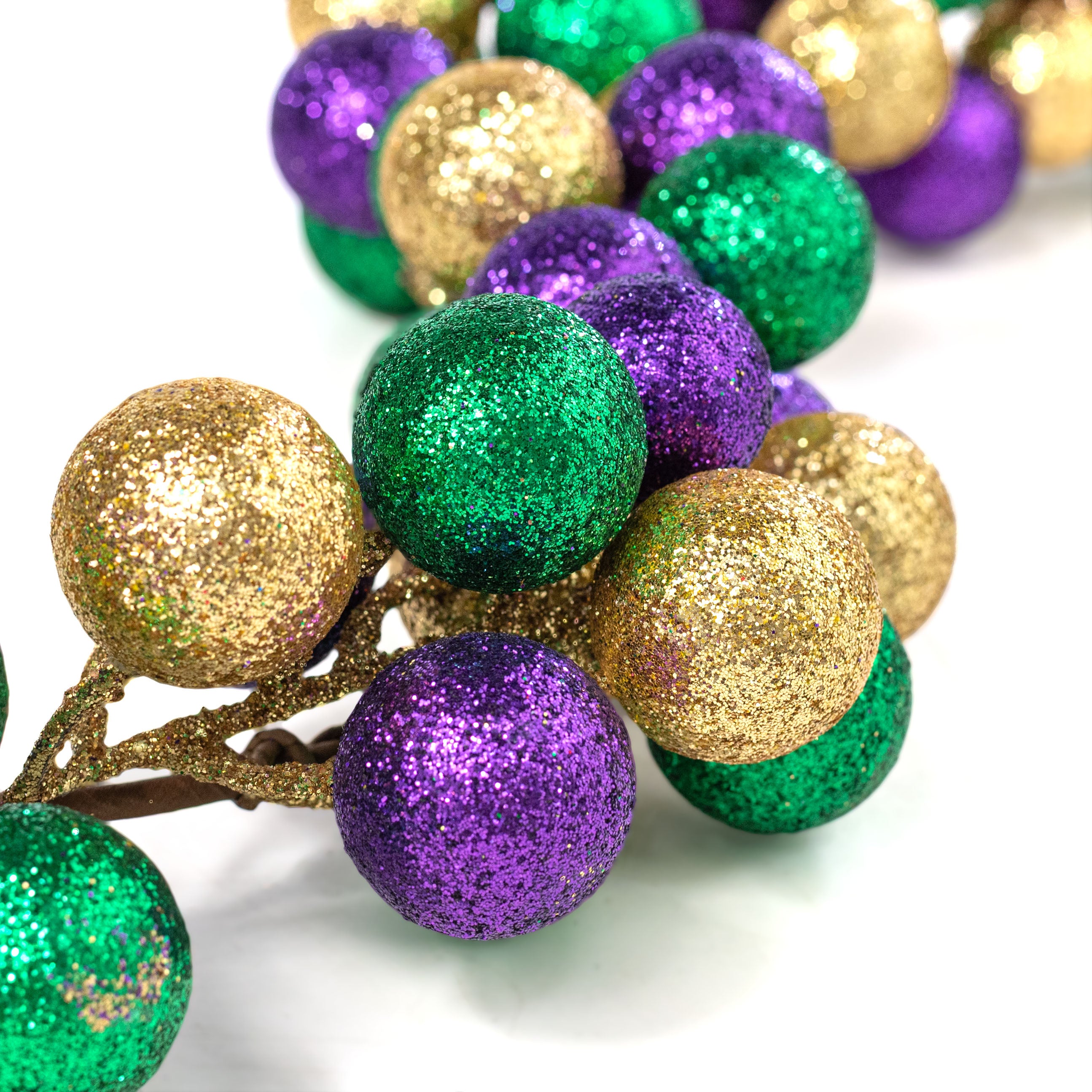 5' Glittered Ball Ornament Garland: Mardi Gras