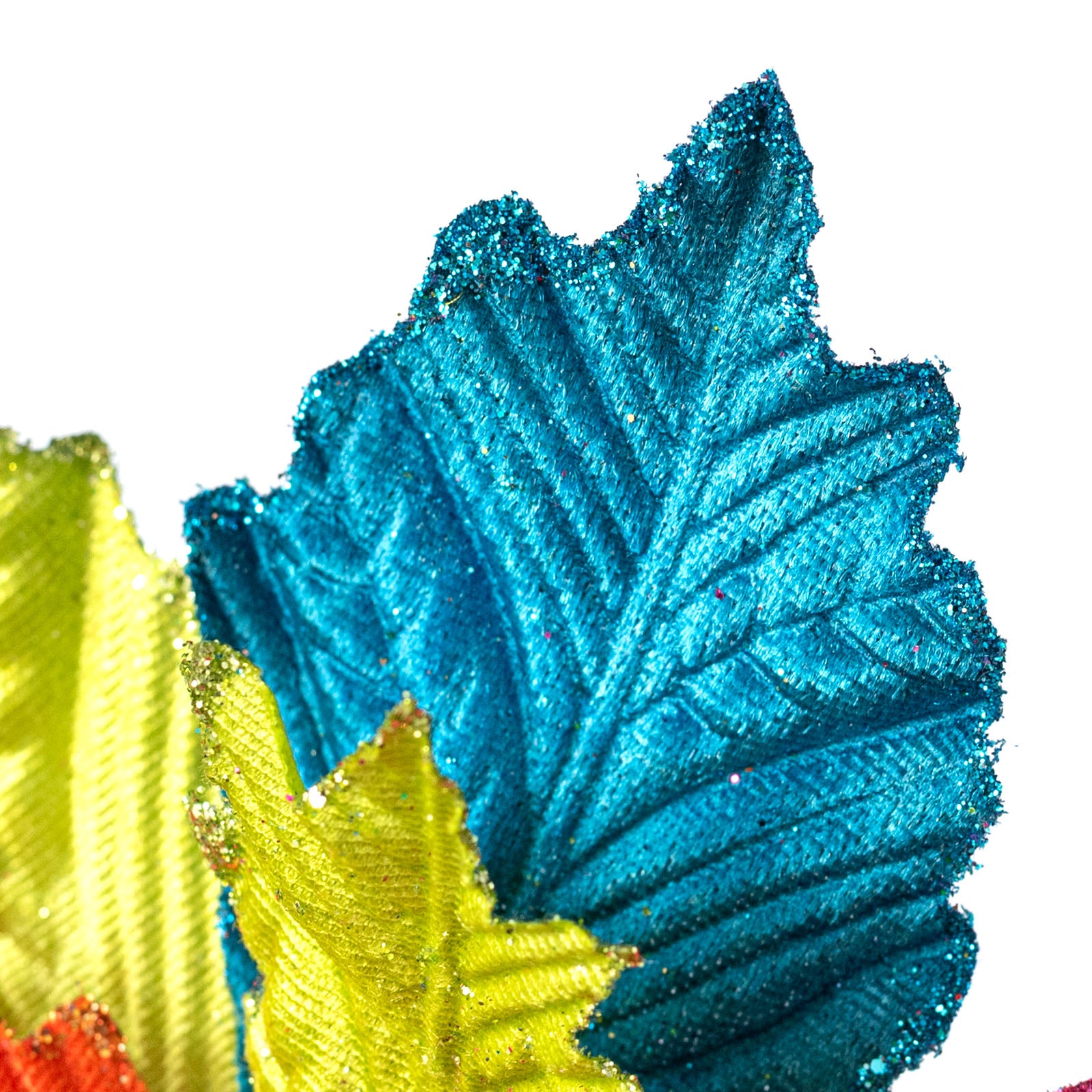 9" x 18" Pressed Velvet Poinsettia Stem: Fiesta