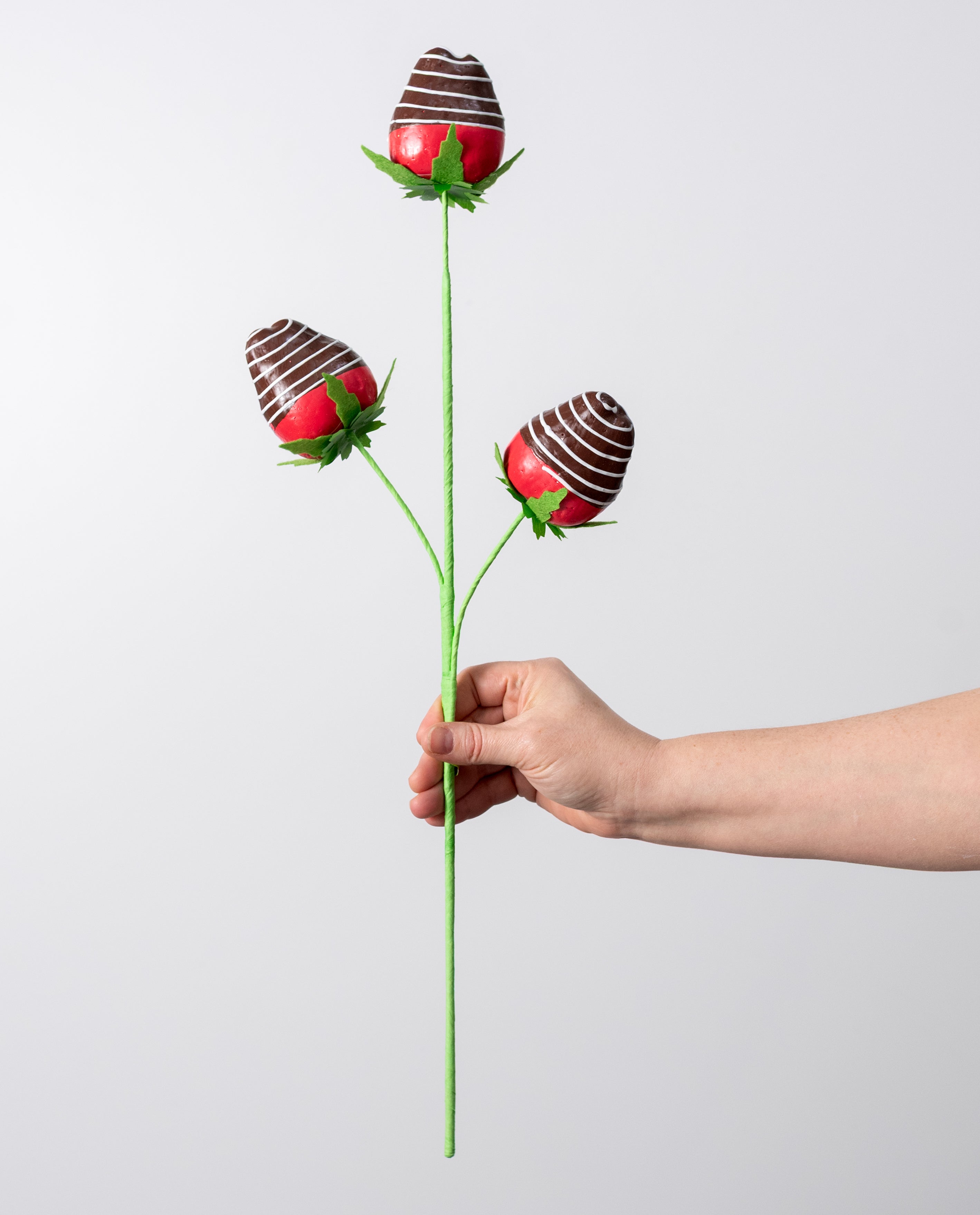 22" Dipped Pink Strawberries Pick: Dark Chocolate
