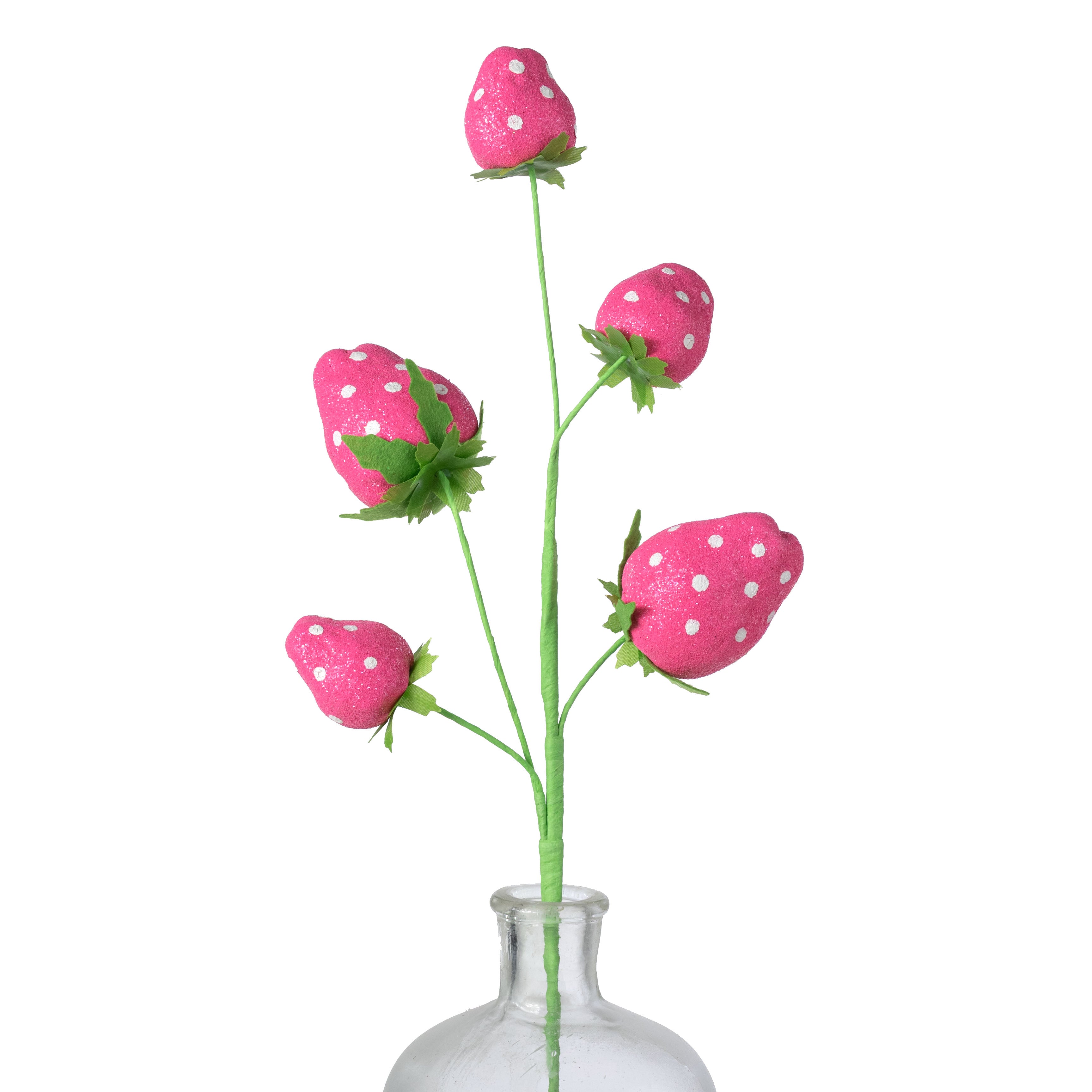 22" Polkadot Strawberries Spray: Pink Glitter