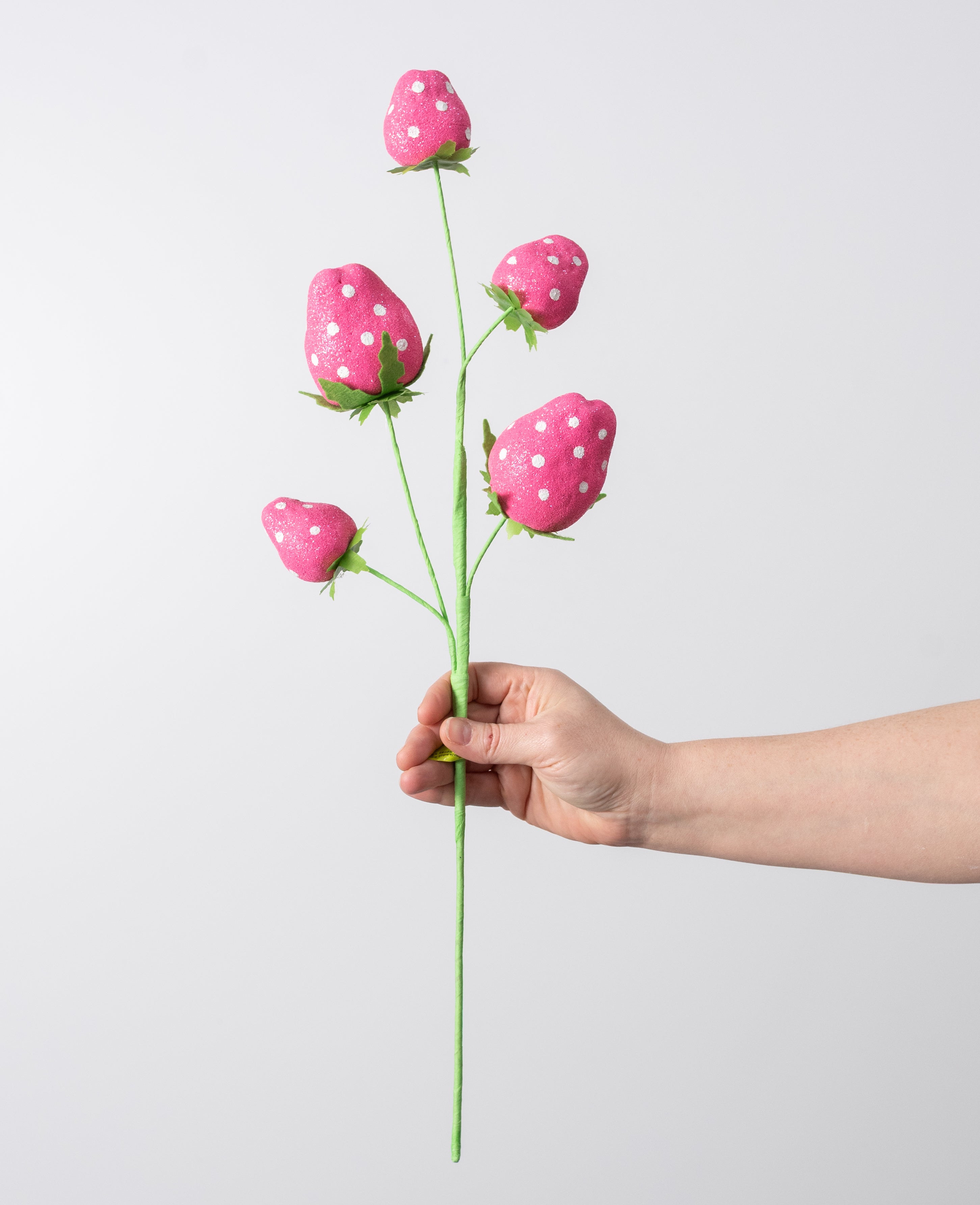 22" Polkadot Strawberries Spray: Pink Glitter