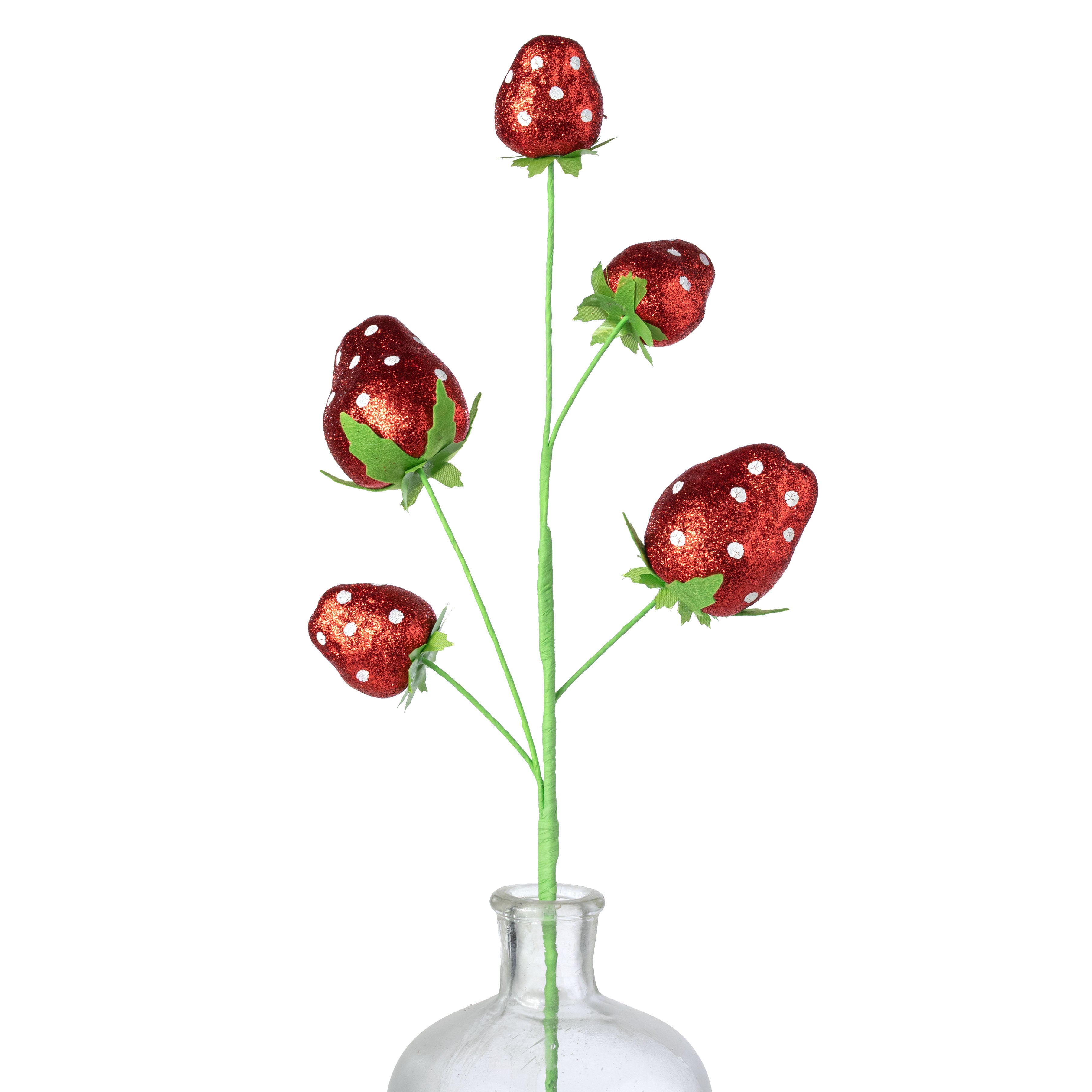 22" Polkadot Strawberries Spray: Red Glitter