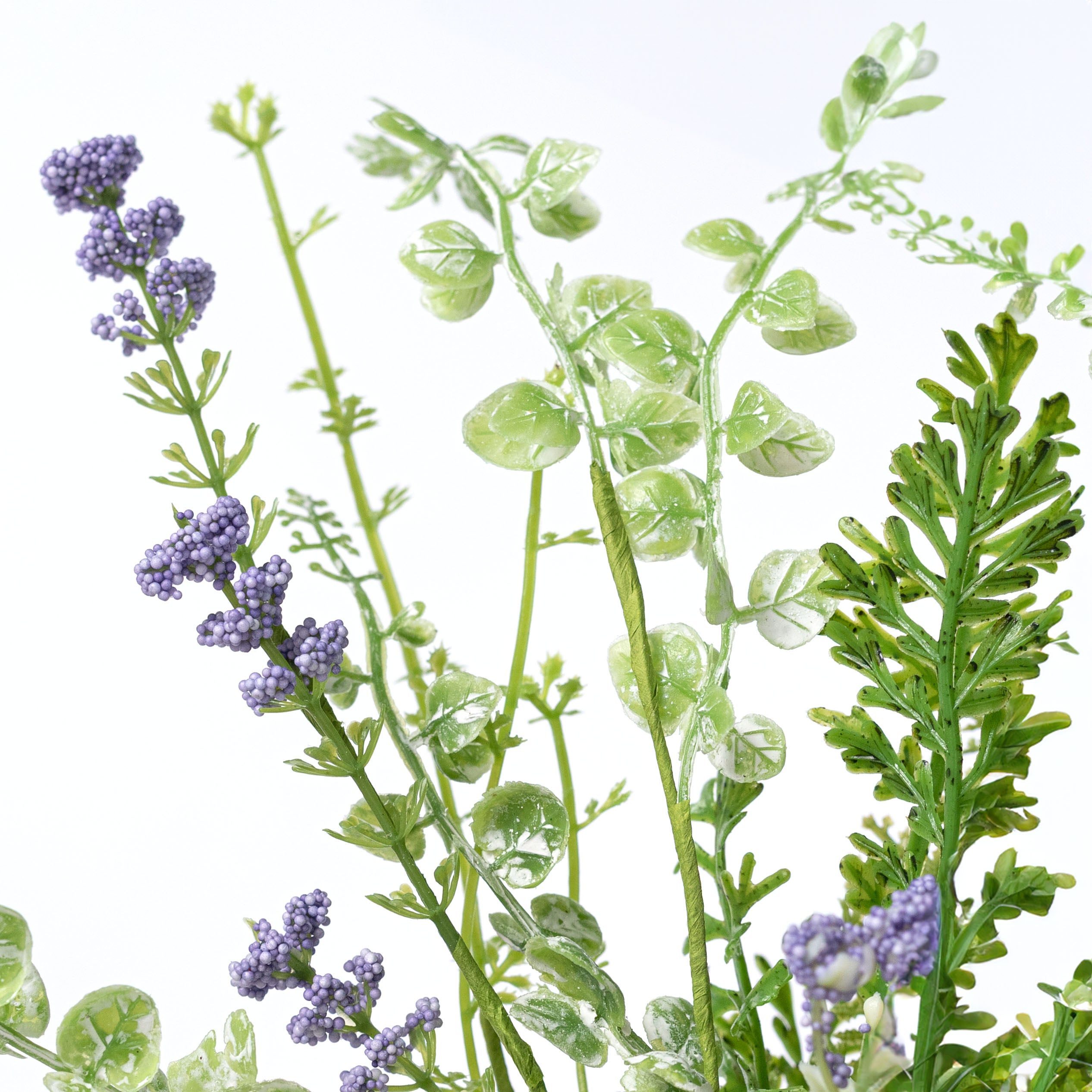 28" Mixed Ferns & Leaves Spray: Lavender