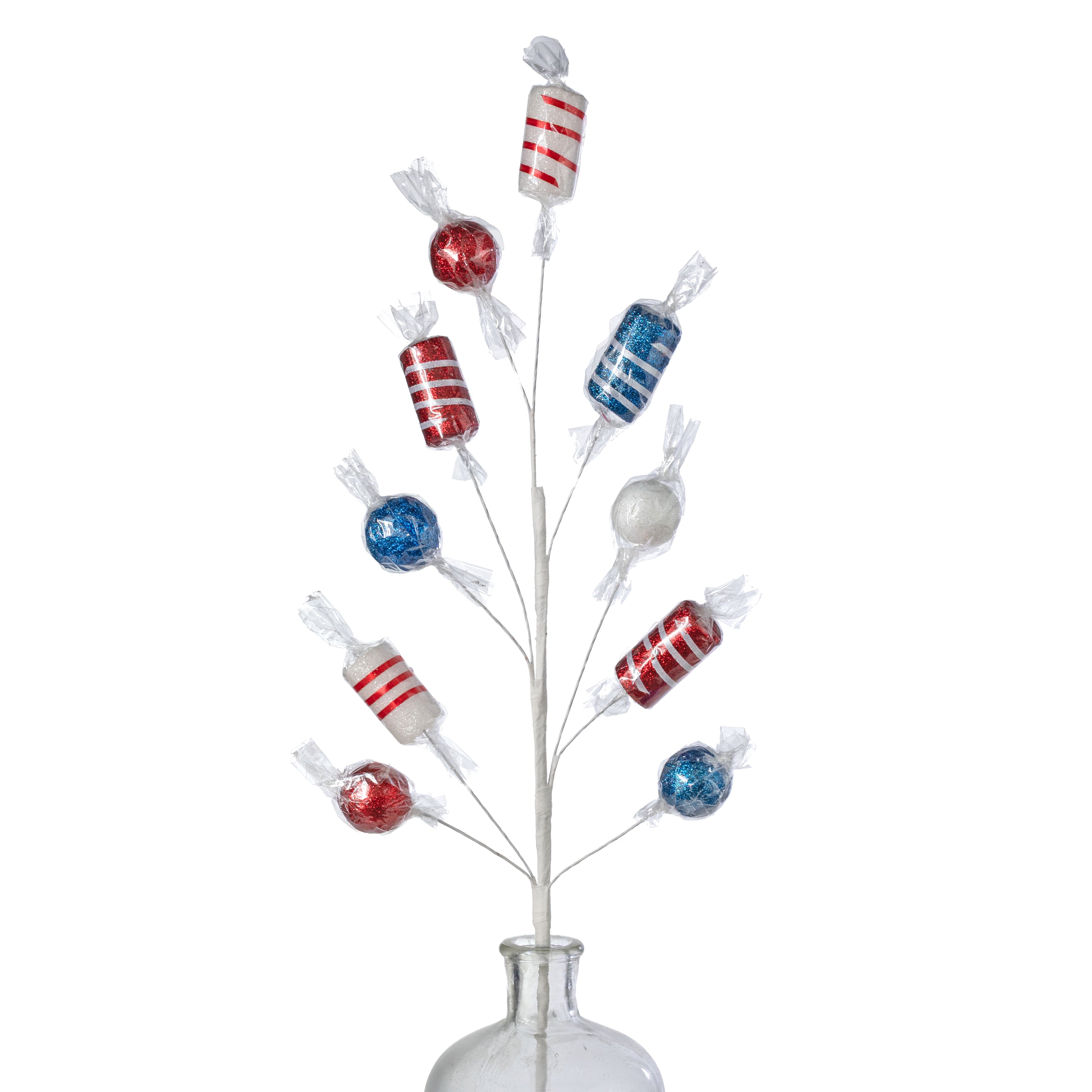 31" Glittered Wrapped Candy Spray: Patriotic