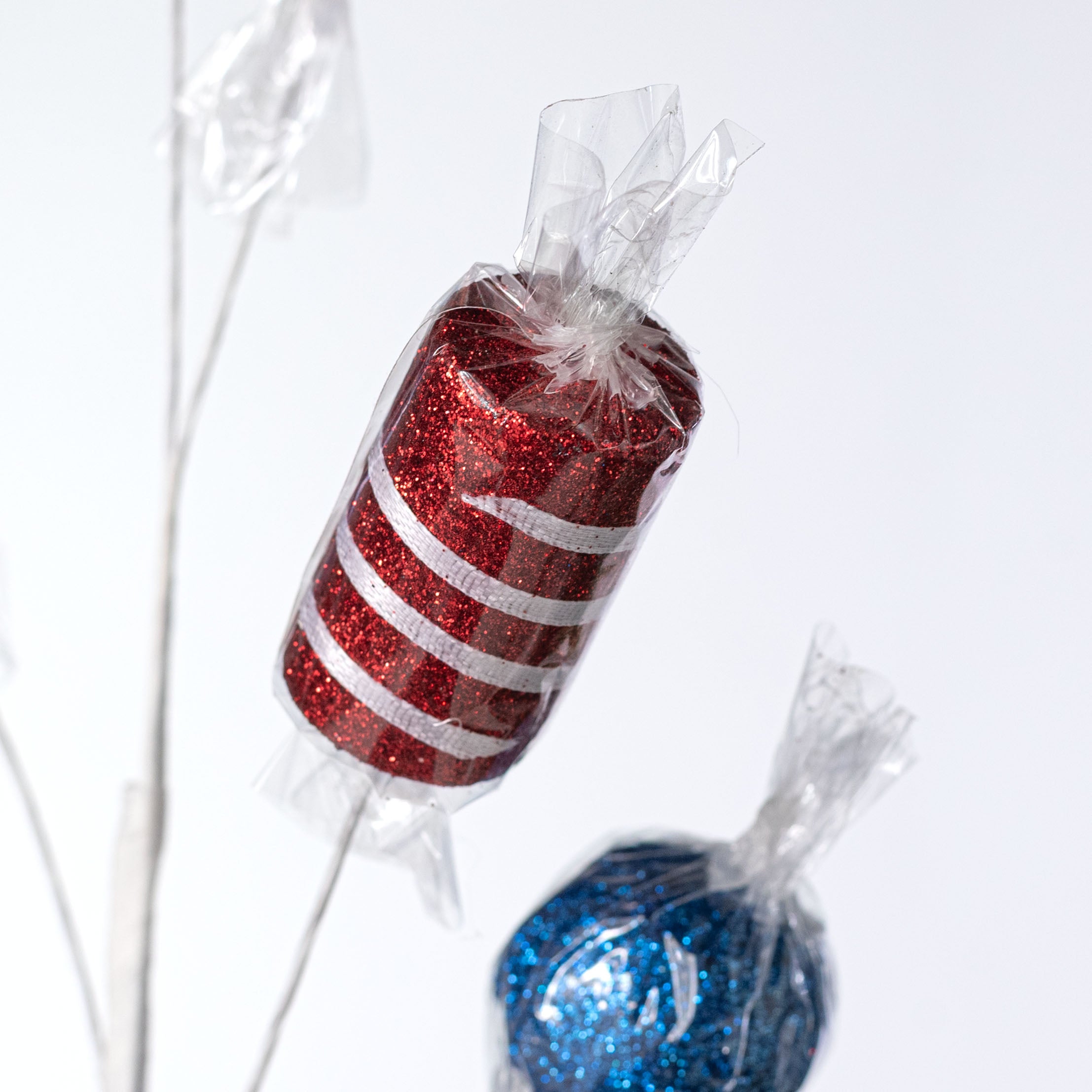 31" Glittered Wrapped Candy Spray: Patriotic