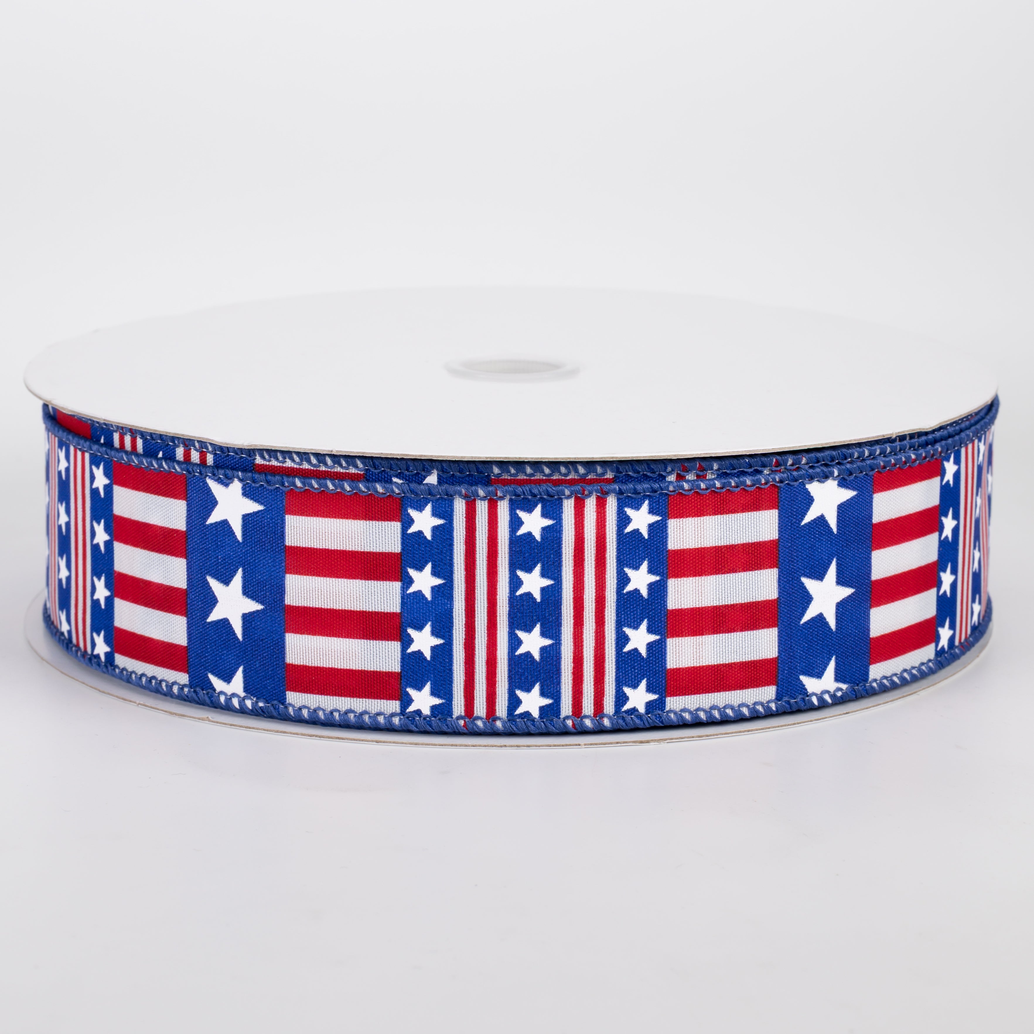 1.5" Satin American Dream Stars & Stripes Ribbon: Red, White & Royal (50 Yards)