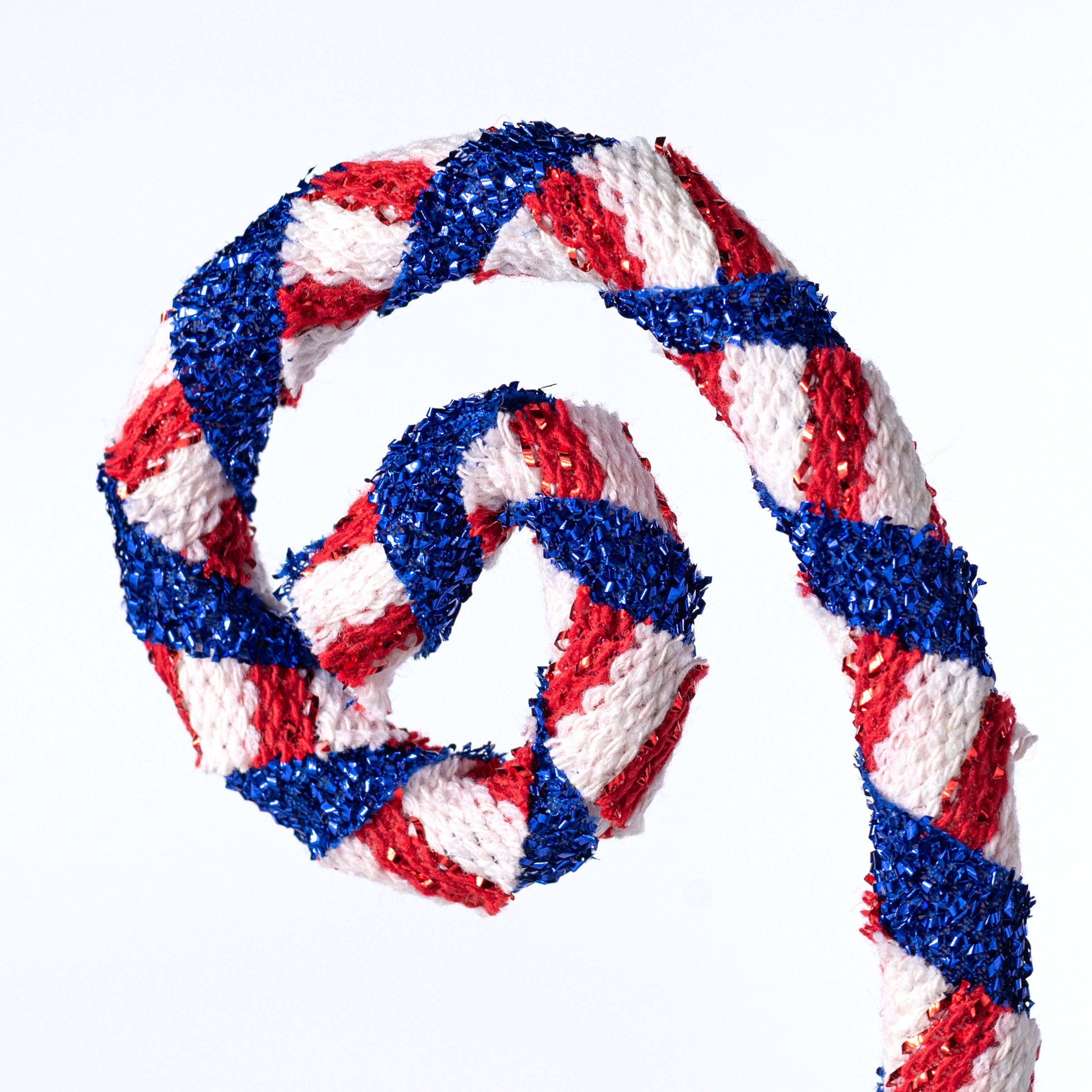 30" Frizzy Stripe Spiral Curly Spray: Red, White & Blue