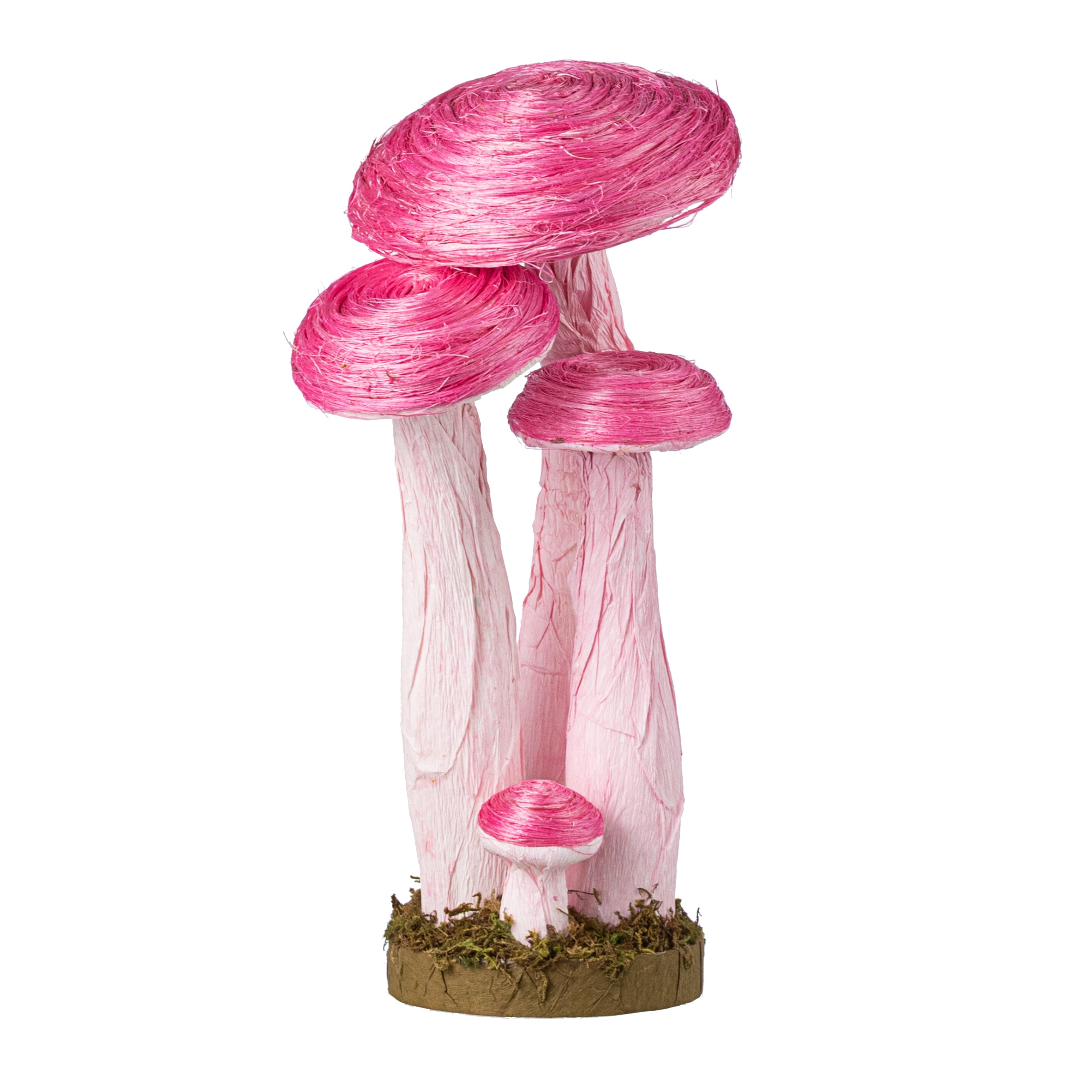 12" Sisal Mushroom Decor: Beauty Pink