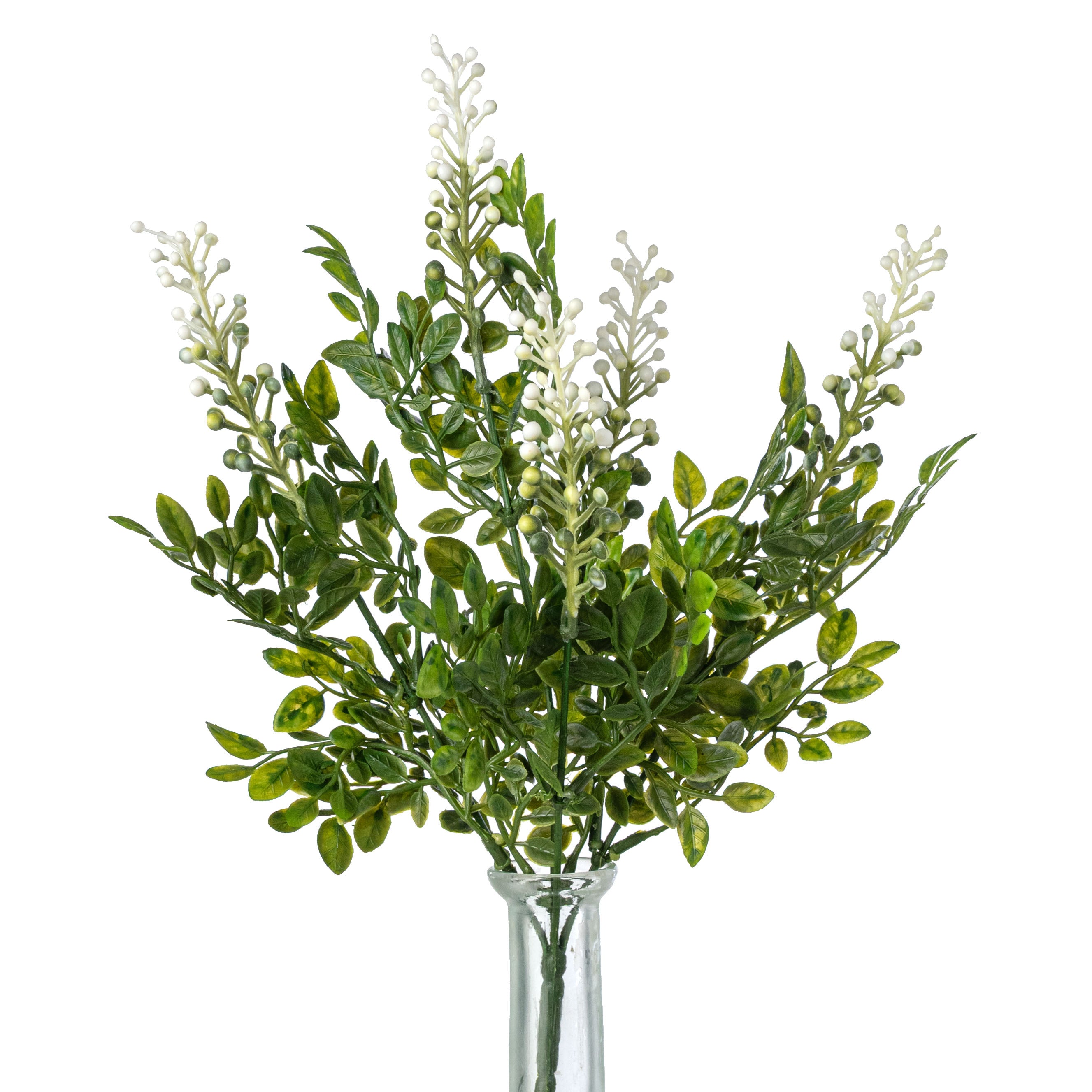 14" Plastic Sedum Leaves Bush: Cream & Green