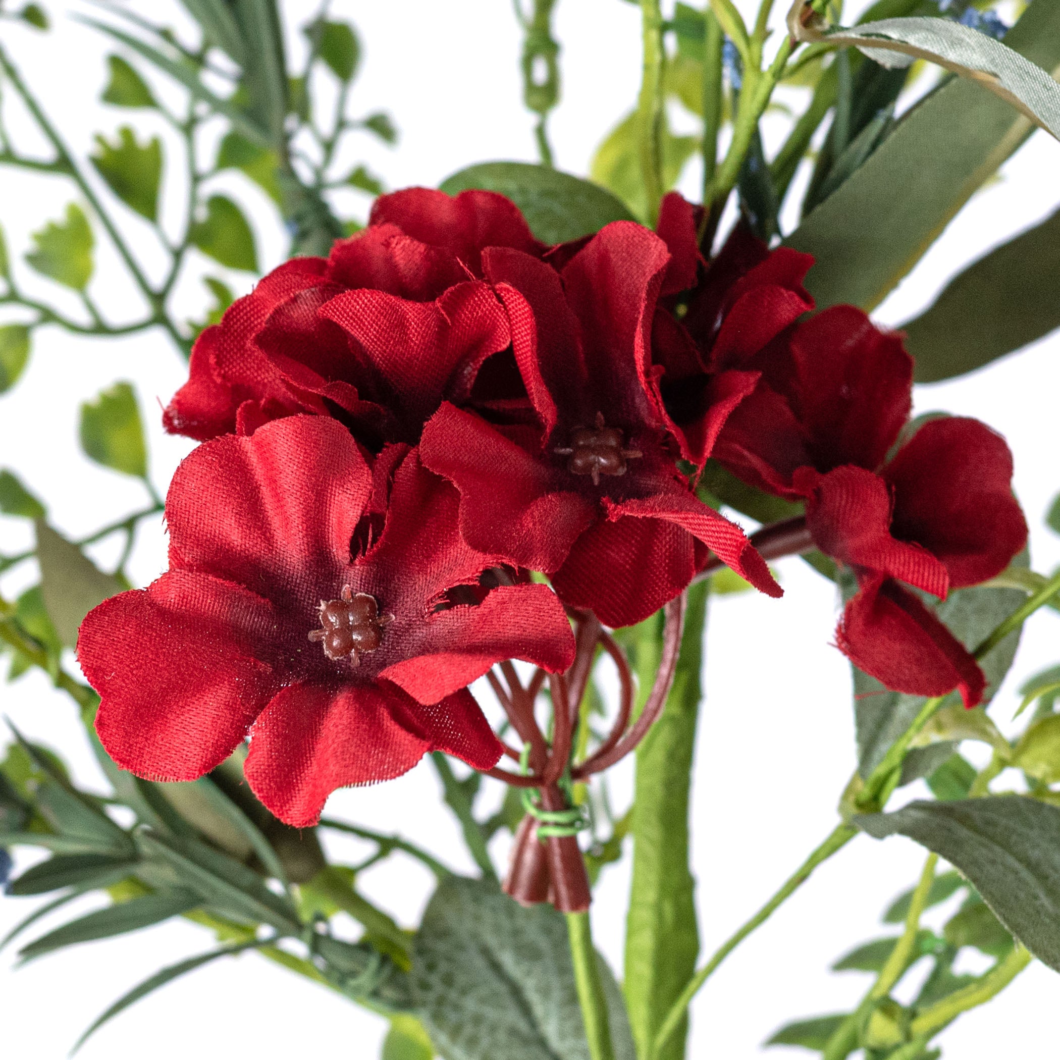 18" Mixed Geraniums & Leaves Pick: Red, White & Blue