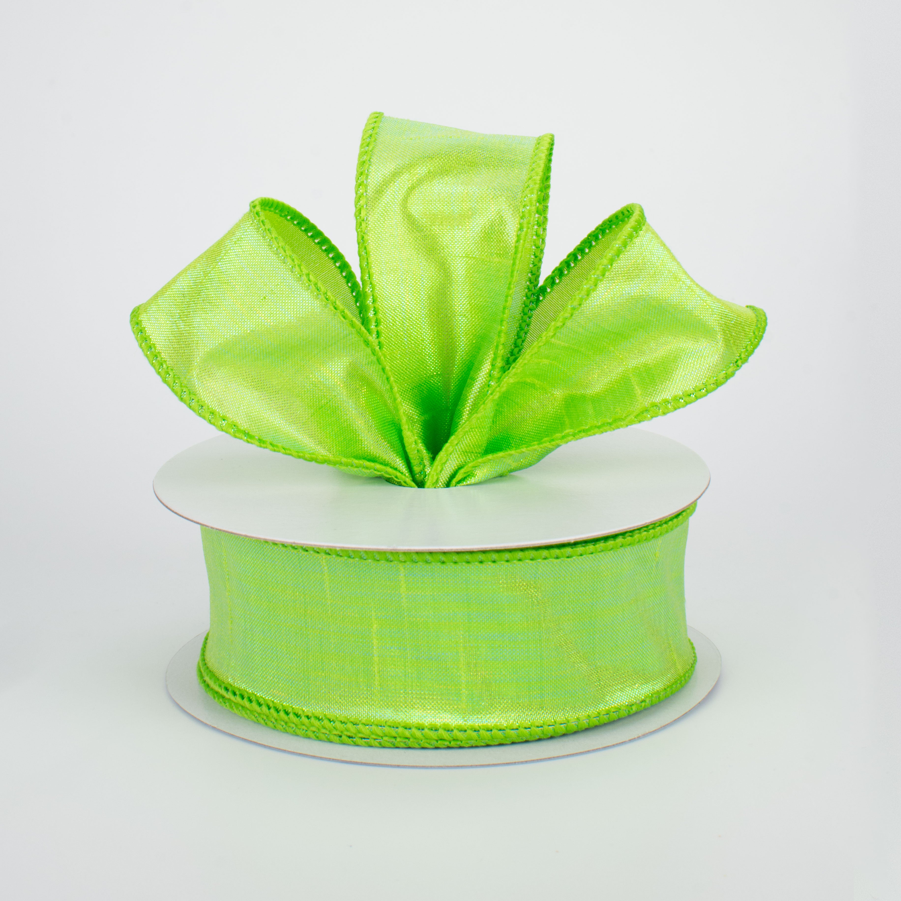 1.5" Iridescent Dupioni Ribbon: Lime Green (10 Yards) Lifestyle Photo
