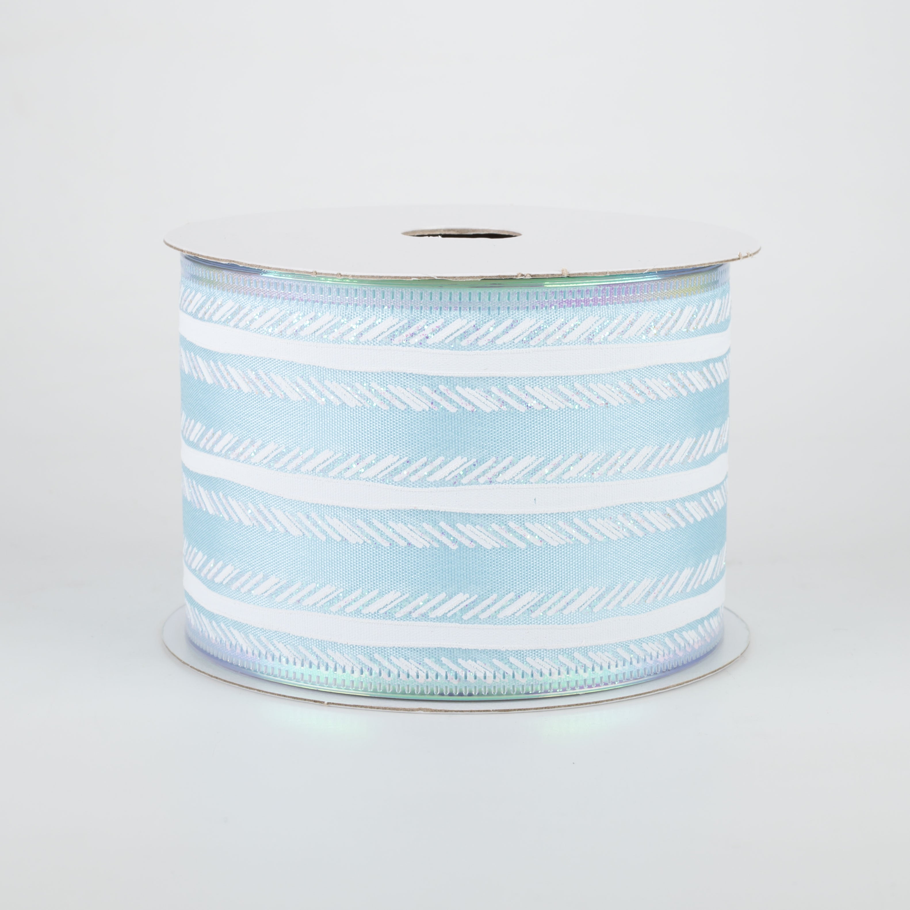 2.5" Iridescent Feather Stripes Ribbon: Light Blue (10 Yards) Item Number: 45002-40-04